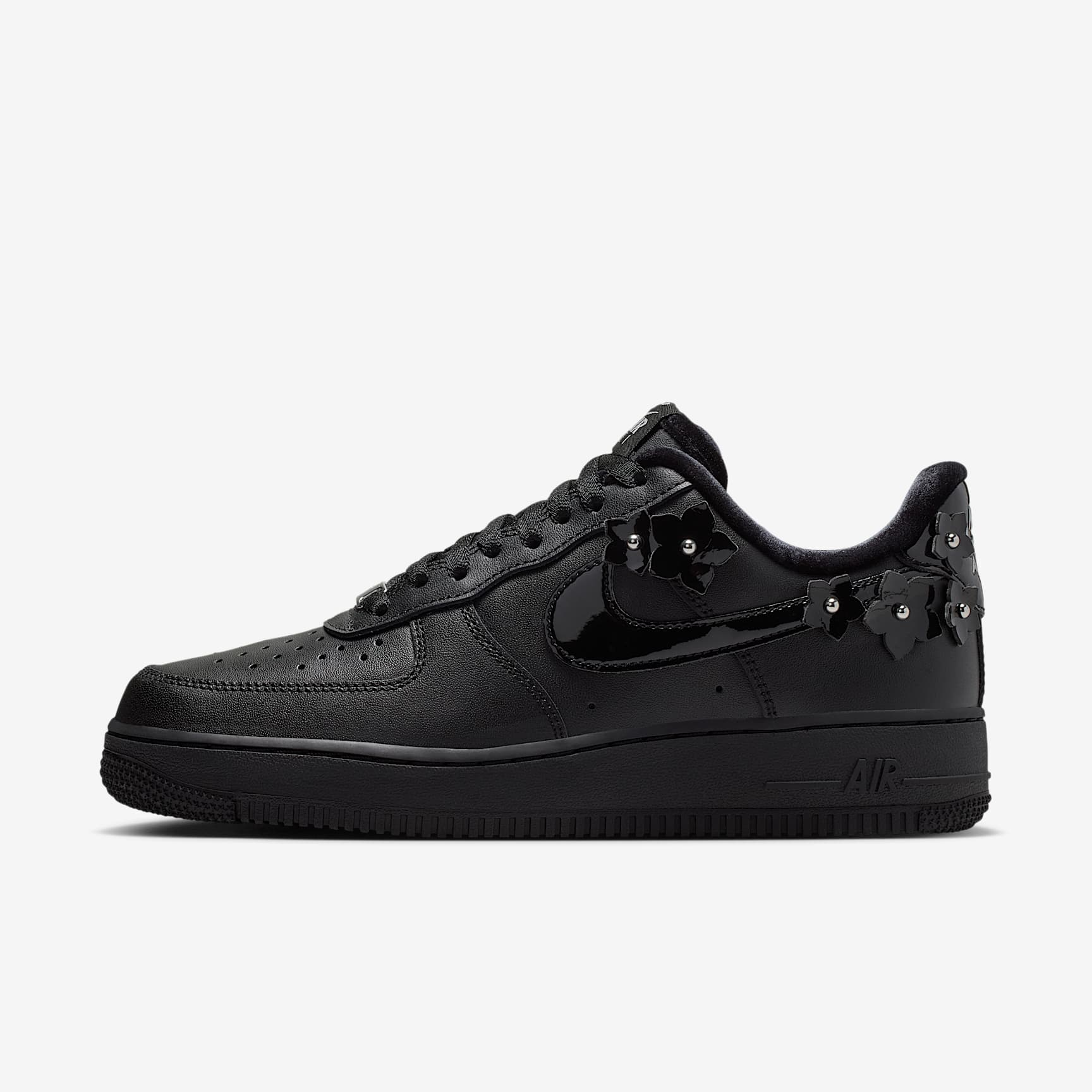 Nike Air Force 1 '07 "Florette" Schuh (Damen) – Schwarz/Off Noir/Metallic Silver/Schwarz