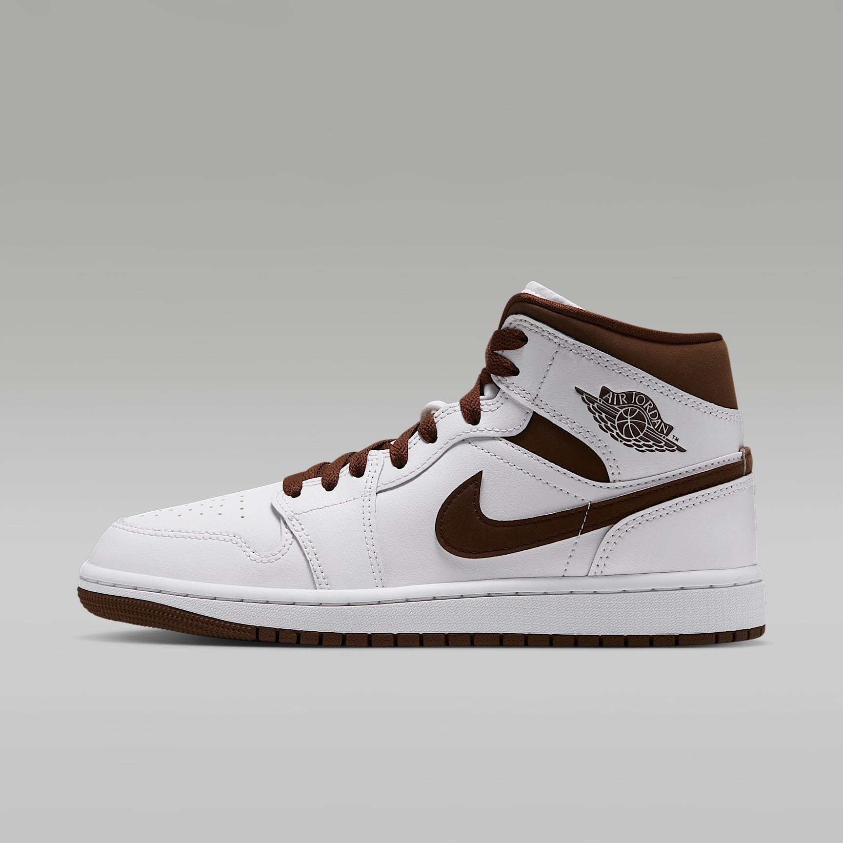 Air Jordan 1 Mid Schuh (Damen) – Weiß/Cacao Wow/Cacao Wow