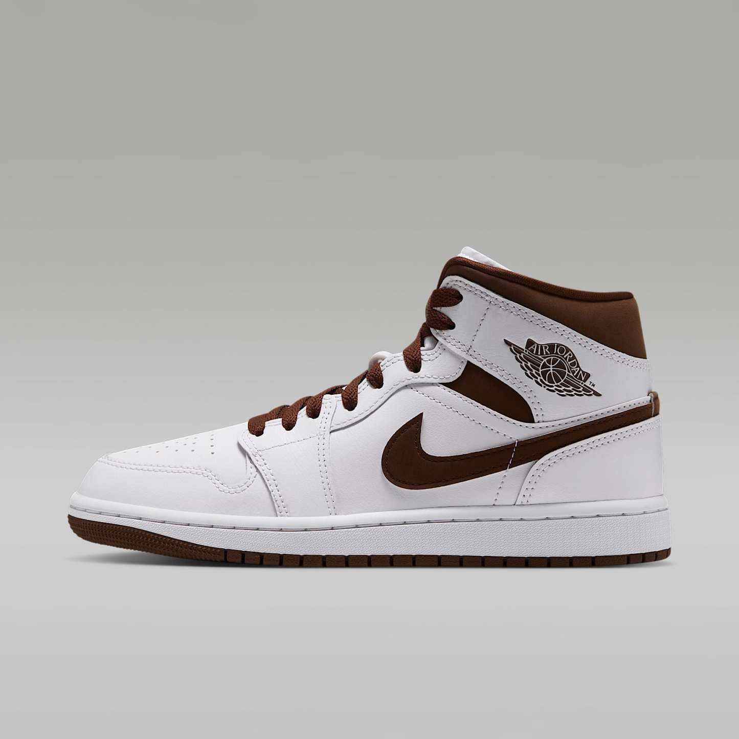 Air Jordan 1 Mid Schuh (Damen) – Weiß/Cacao Wow/Cacao Wow