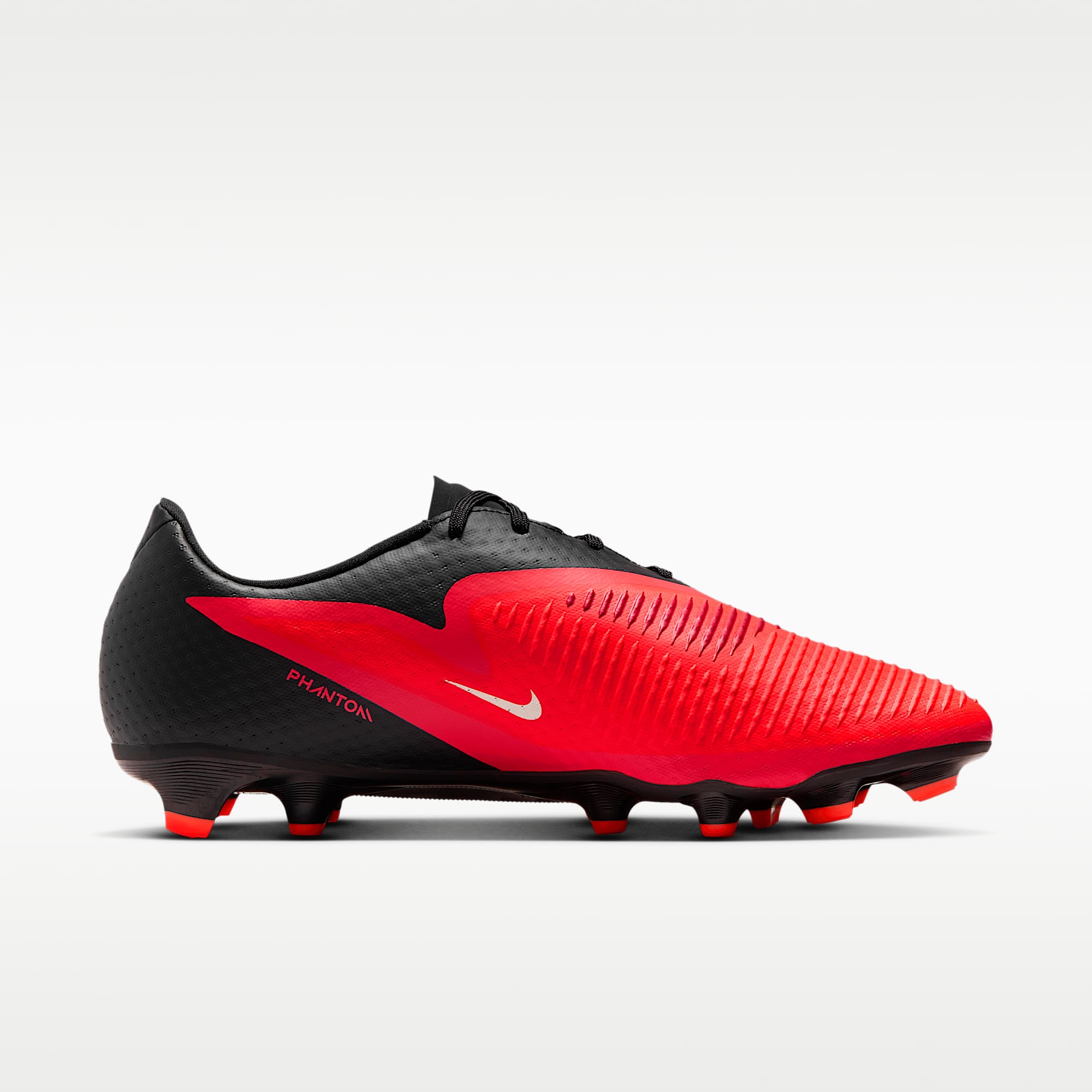 Nike Phantom 6 Low Academy Fußballschuh für verschiedene Böden – Bright Crimson/Schwarz/Blur