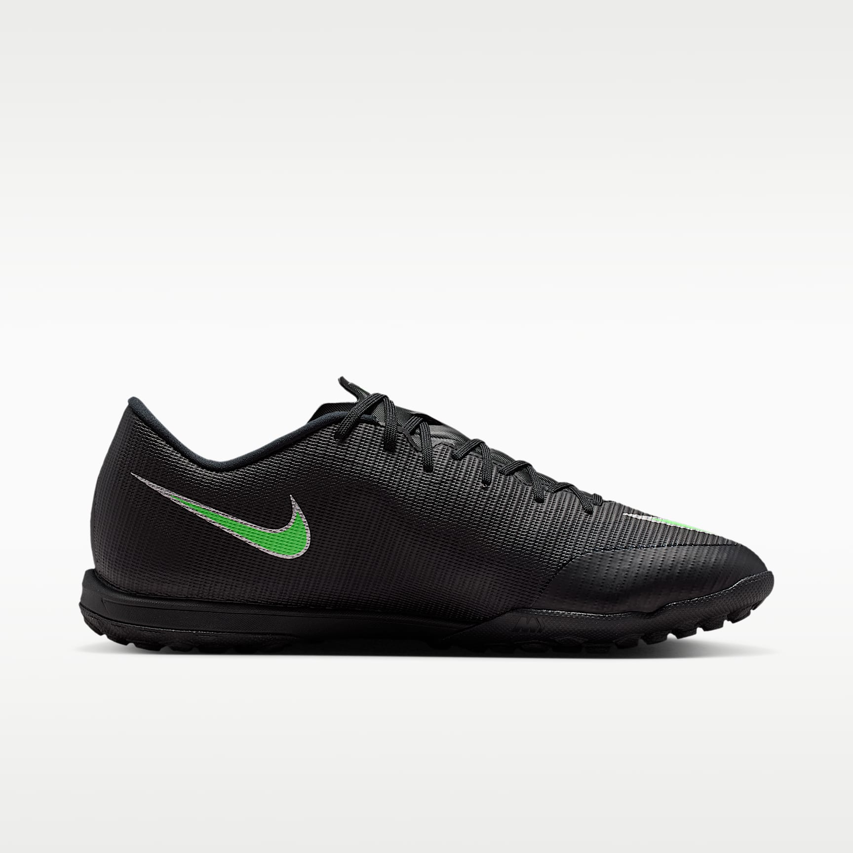 Nike Mercurial Vapor 17 Academy Low-Top-Fußballschuh für Turf – Schwarz/Schwarz/Illusion Green