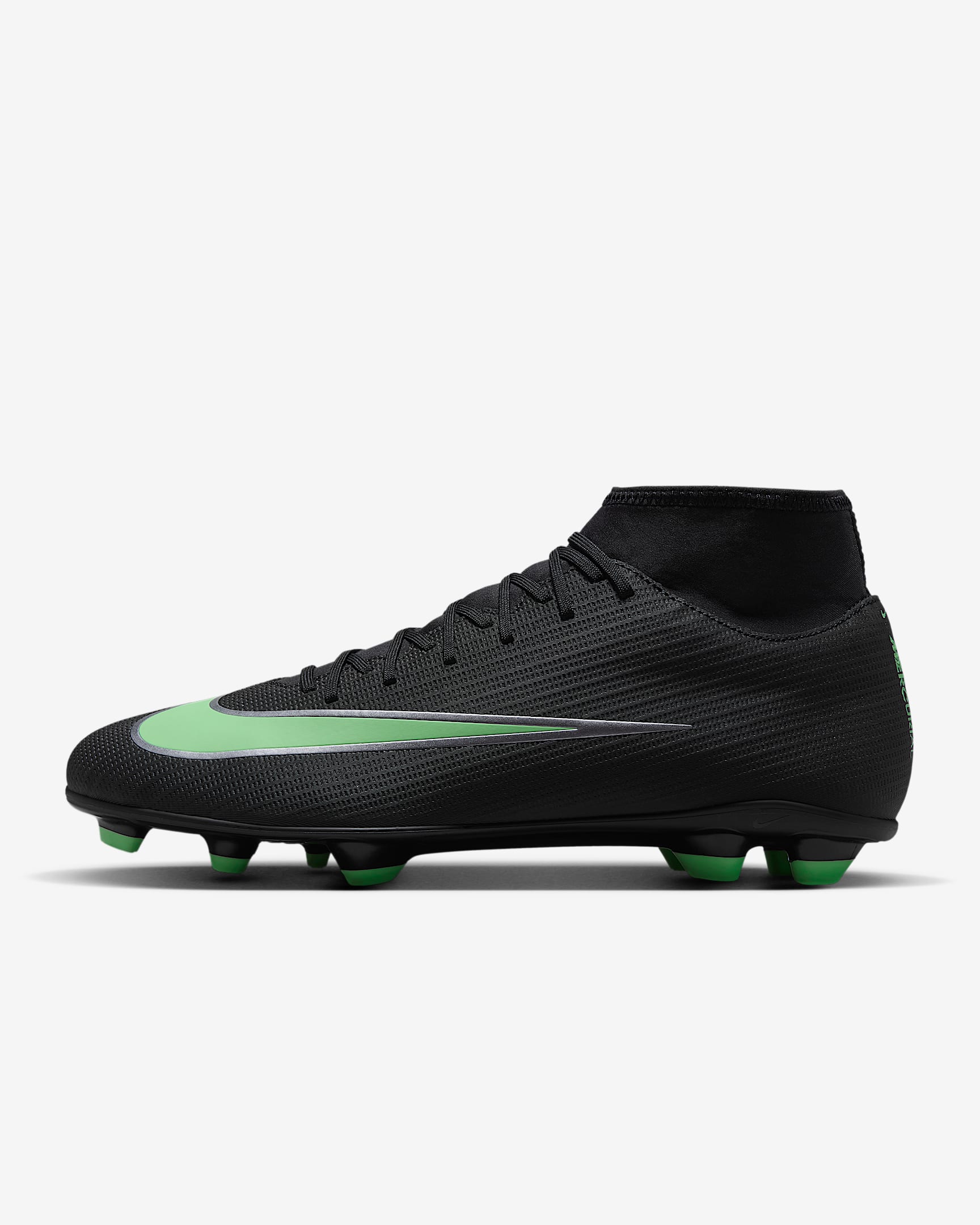Nike Mercurial Superfly 11 Club High-Top-Fußballschuh für verschiedene Böden – Schwarz/Schwarz/Illusion Green
