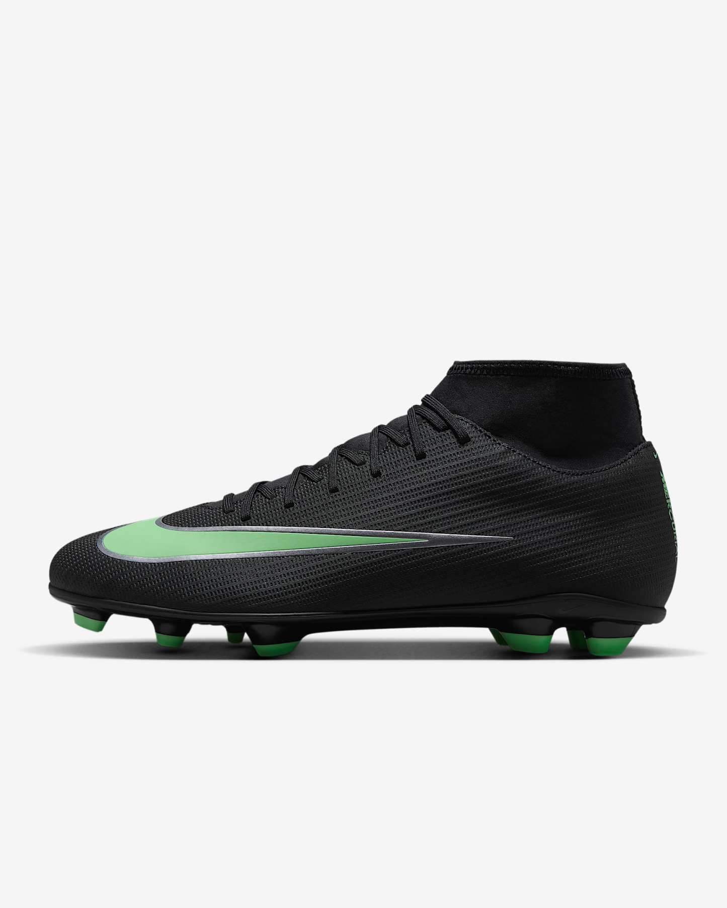 Nike Mercurial Superfly 11 Club High-Top-Fußballschuh für verschiedene Böden – Schwarz/Schwarz/Illusion Green