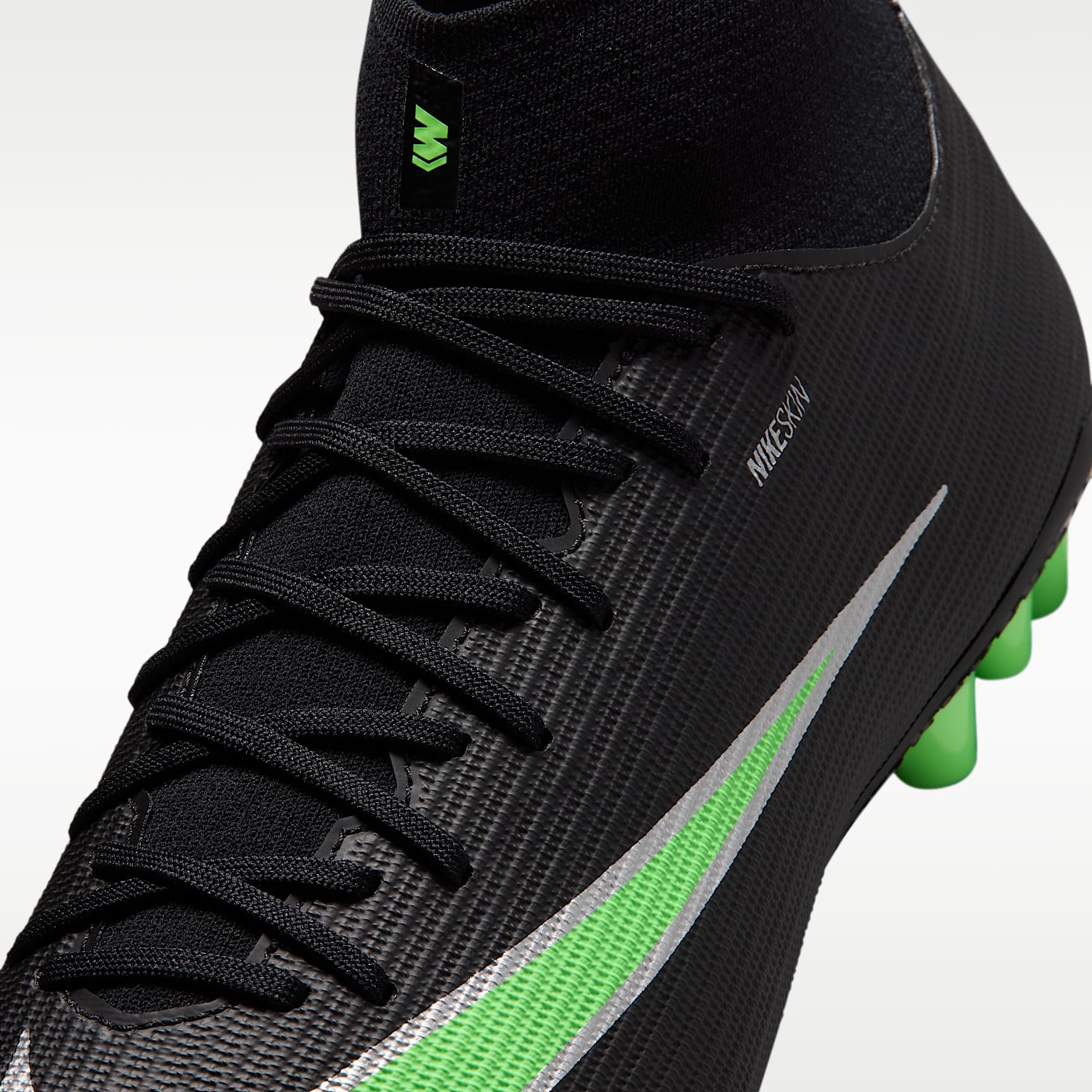 Nike Mercurial Superfly 11 Academy High-Top-Fußballschuh für Kunstrasen – Schwarz/Schwarz/Illusion Green