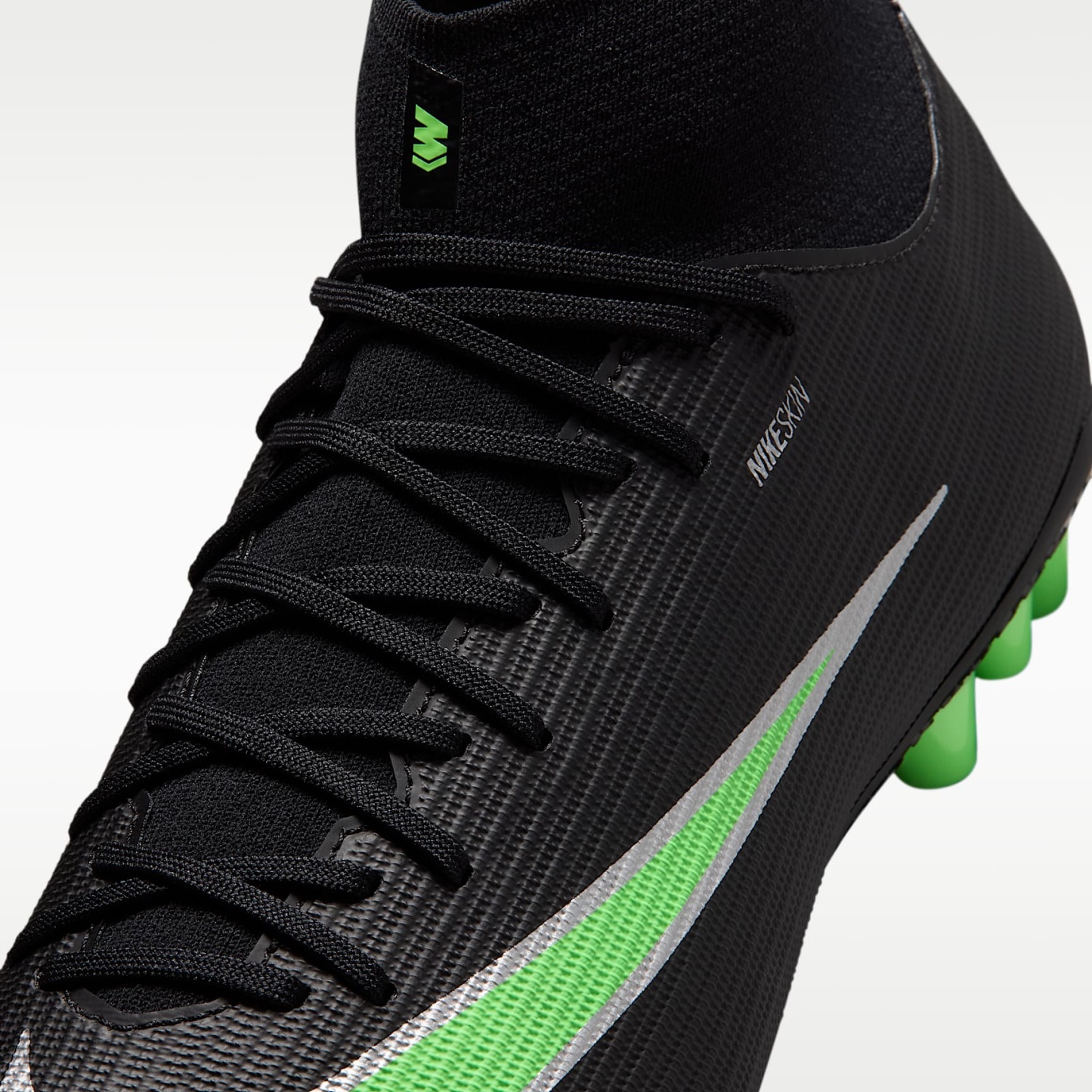 Nike Mercurial Superfly 11 Academy High-Top-Fußballschuh für Kunstrasen – Schwarz/Schwarz/Illusion Green