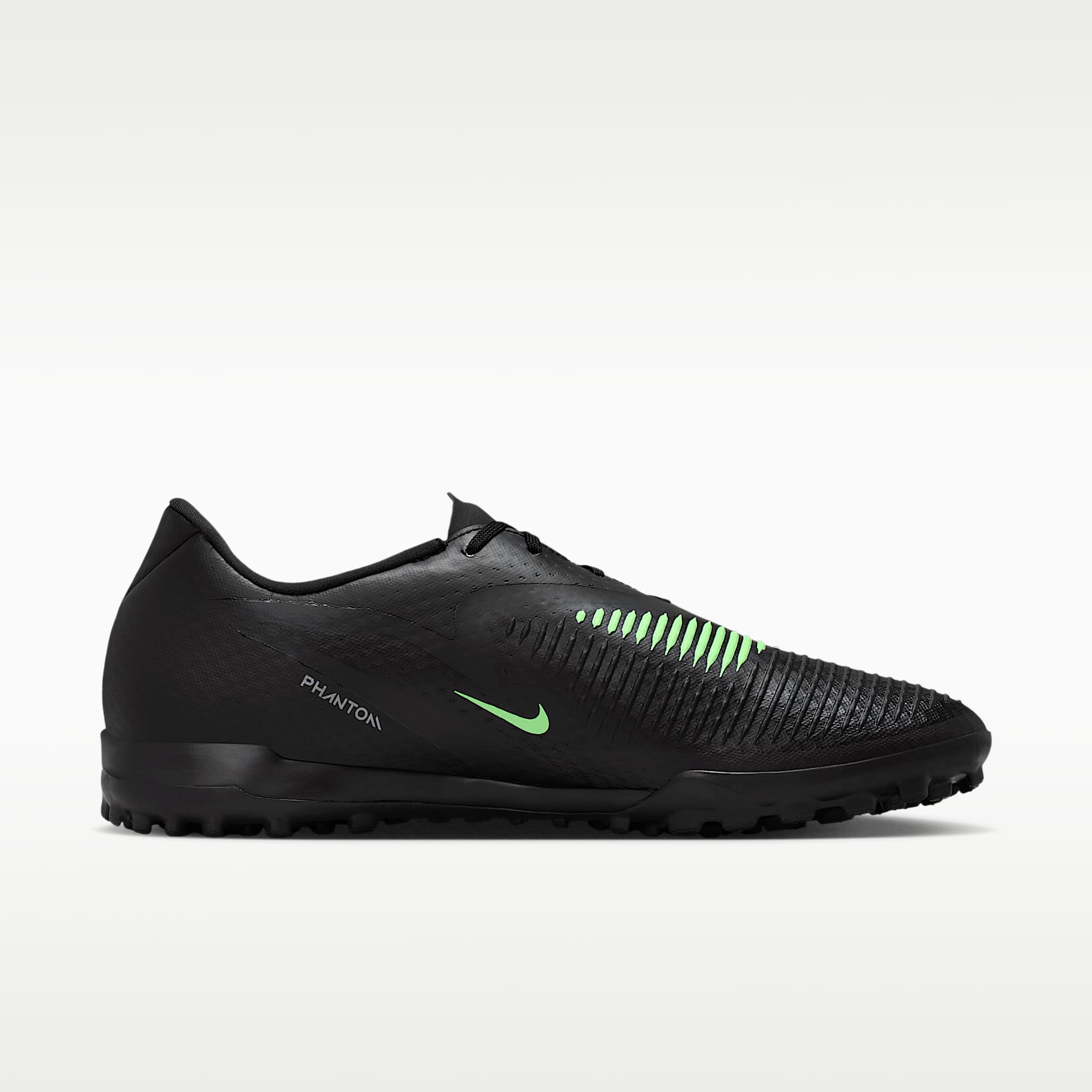 Nike Phantom 6 Low Academy Fußballschuh für Turf – Schwarz/Schwarz/Illusion Green