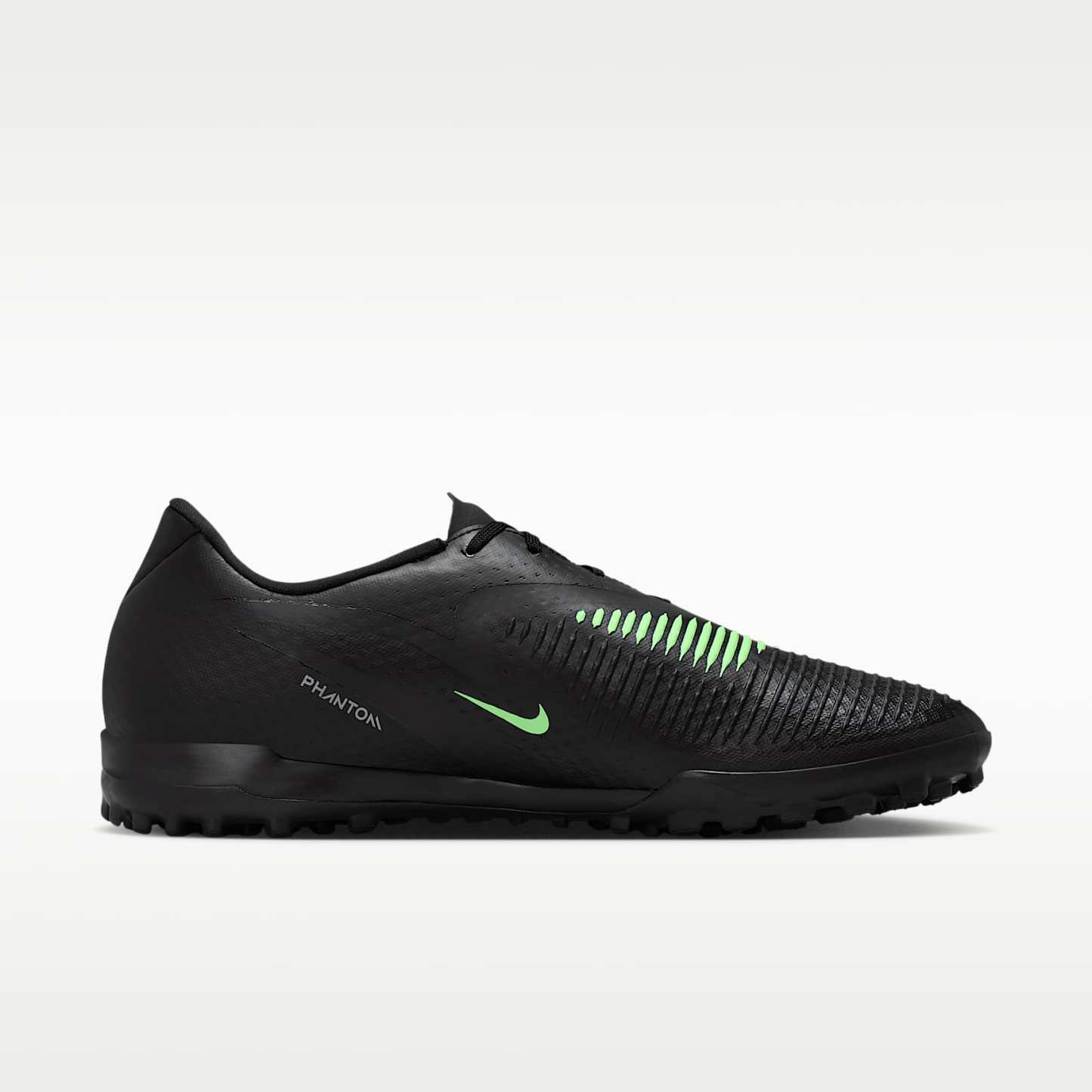 Nike Phantom 6 Low Academy Fußballschuh für Turf – Schwarz/Schwarz/Illusion Green