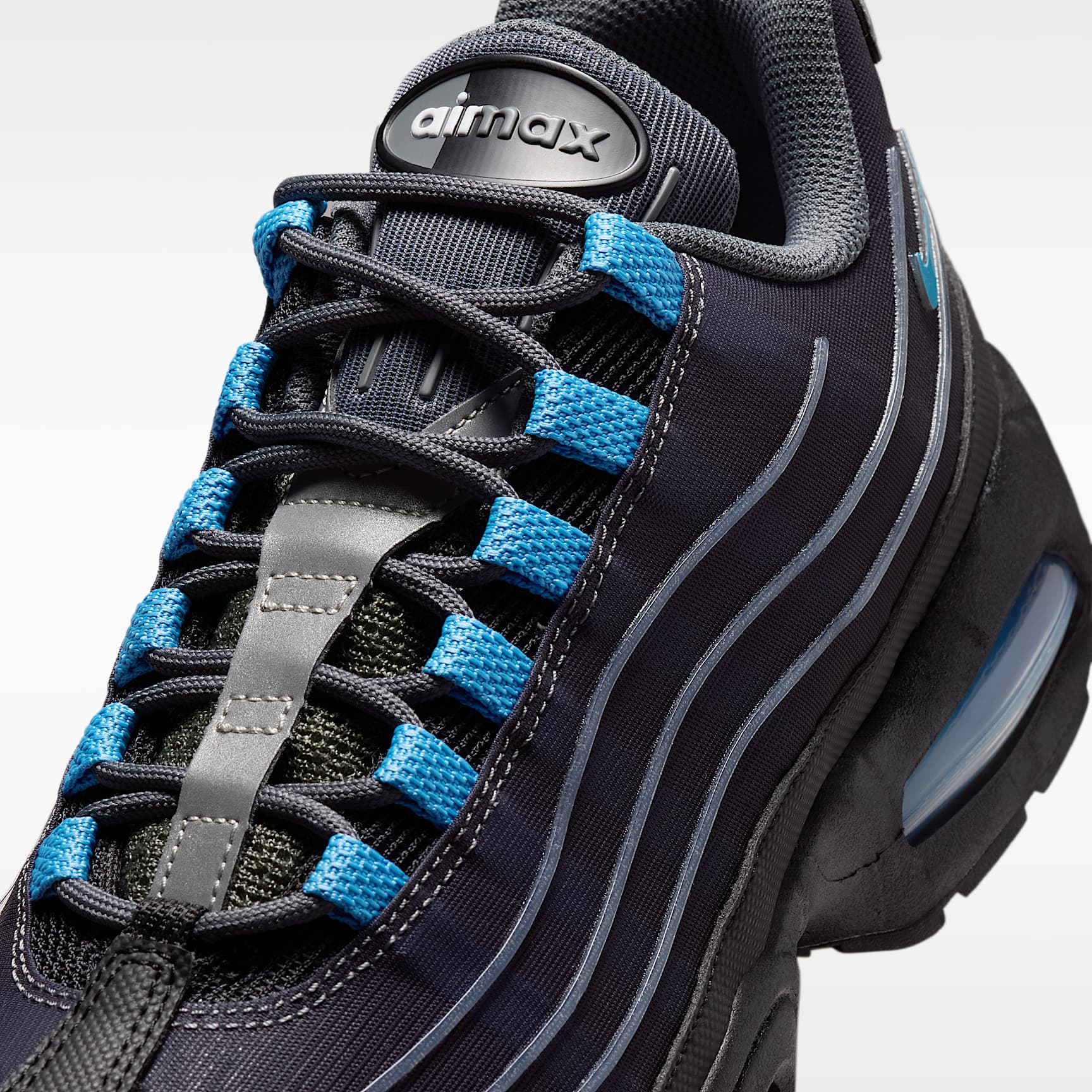 Nike Air Max 95 Big Bubble Tech Schuh (Herren) – Schwarz/Iron Grey/Metallic Silver/University Blue