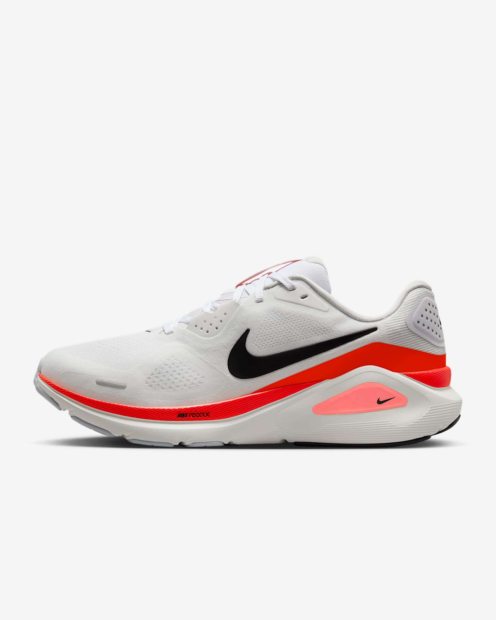 Nike Structure 26 Straßenlaufschuh (Herren) – Weiß/Bright Crimson/Photon Dust/Schwarz