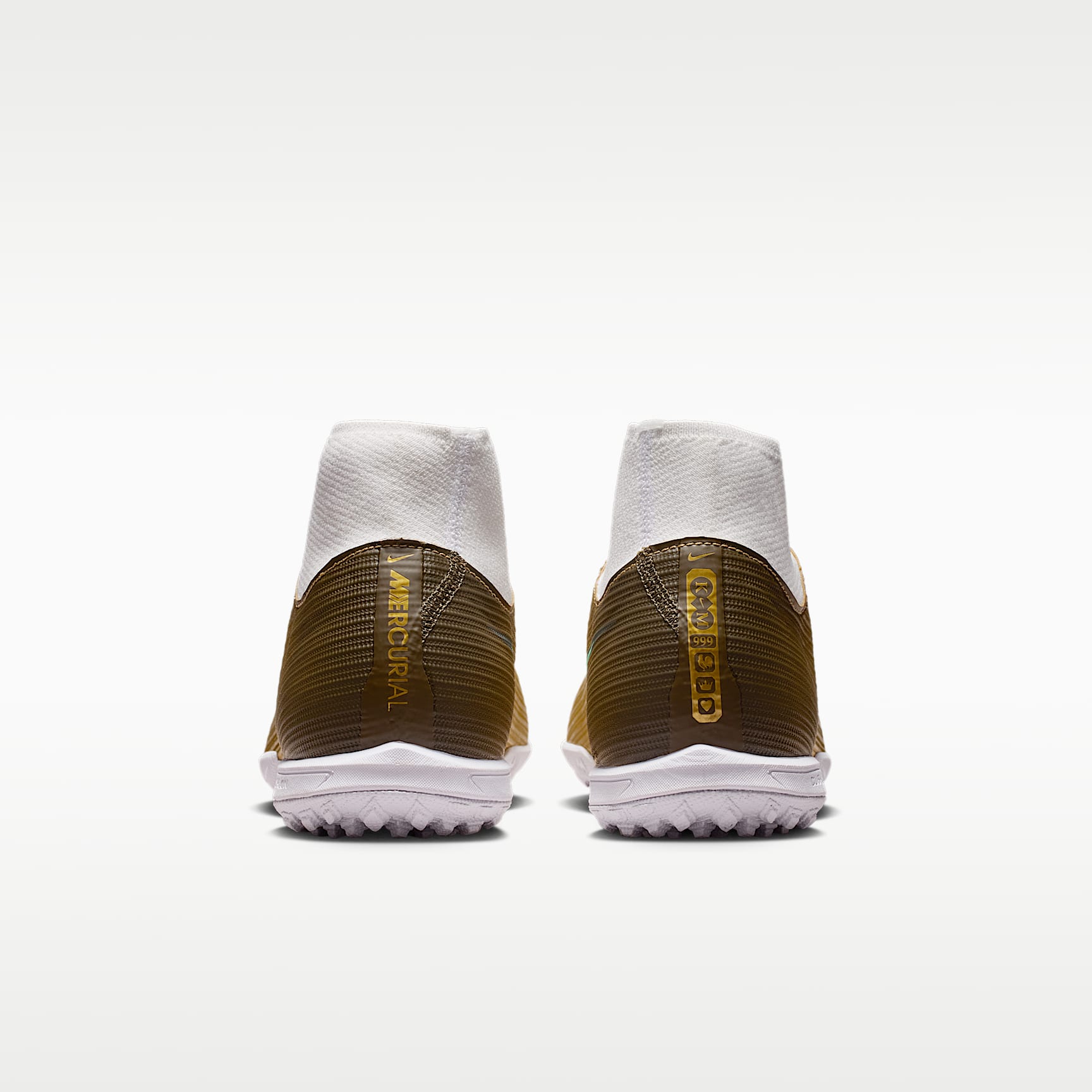 Nike Mercurial Superfly 11 Academy „Kylian Mbappé“ High-Top-Fußballschuh für Turf – Metallic Gold/Green Glow