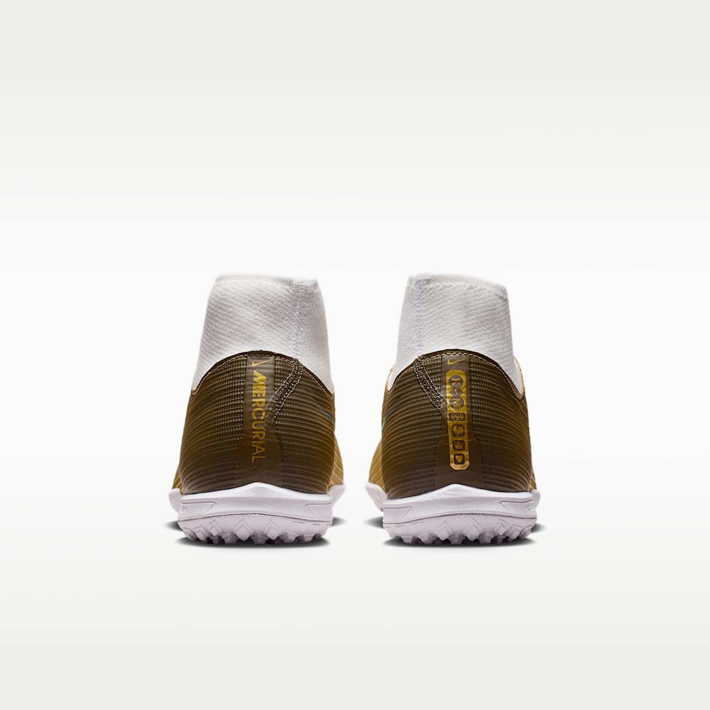 Nike Mercurial Superfly 11 Academy „Kylian Mbappé“ High-Top-Fußballschuh für Turf – Metallic Gold/Green Glow