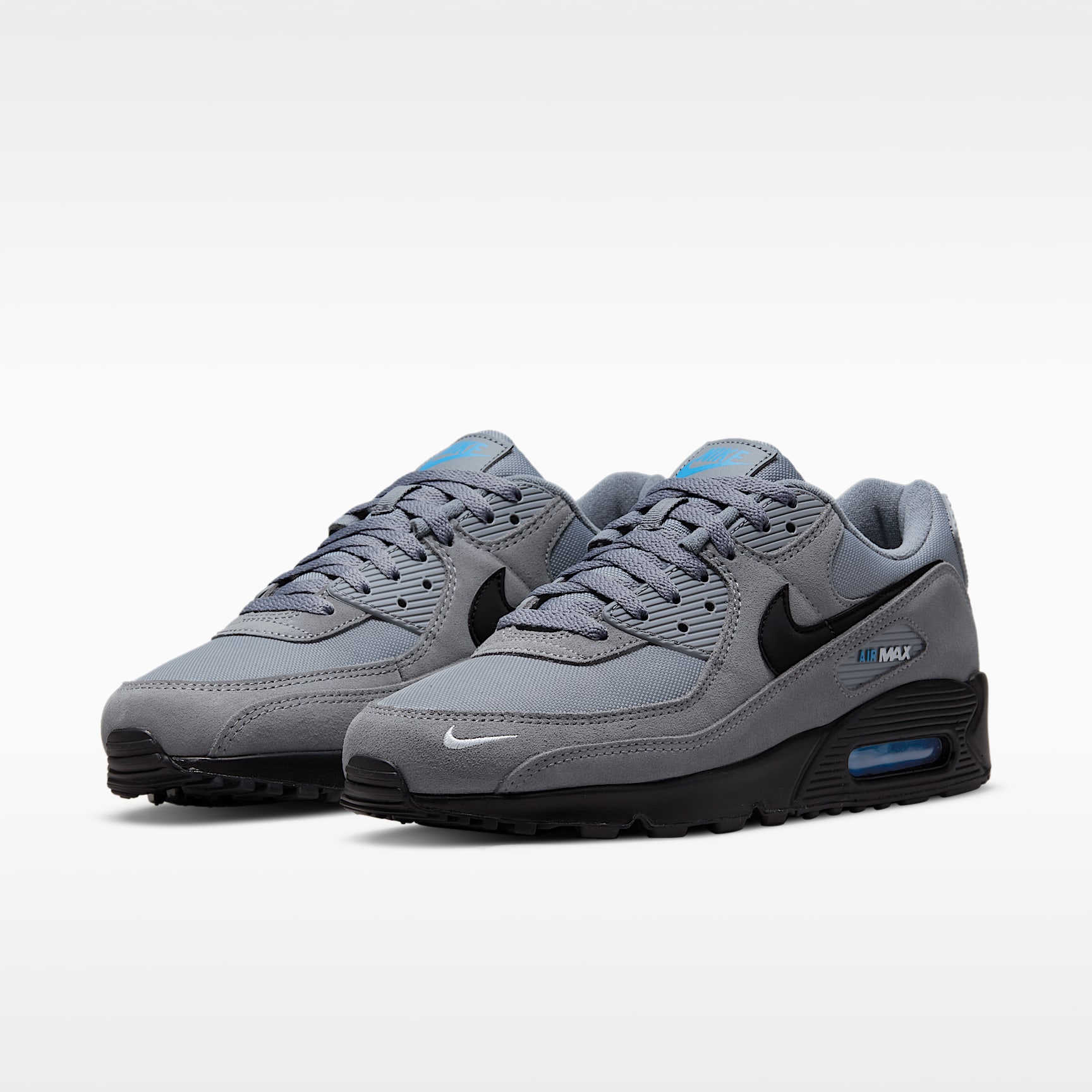 Nike Air Max 90 Herrenschuh – Smoke Grey/Light Photo Blue/Metallic Silver/Schwarz