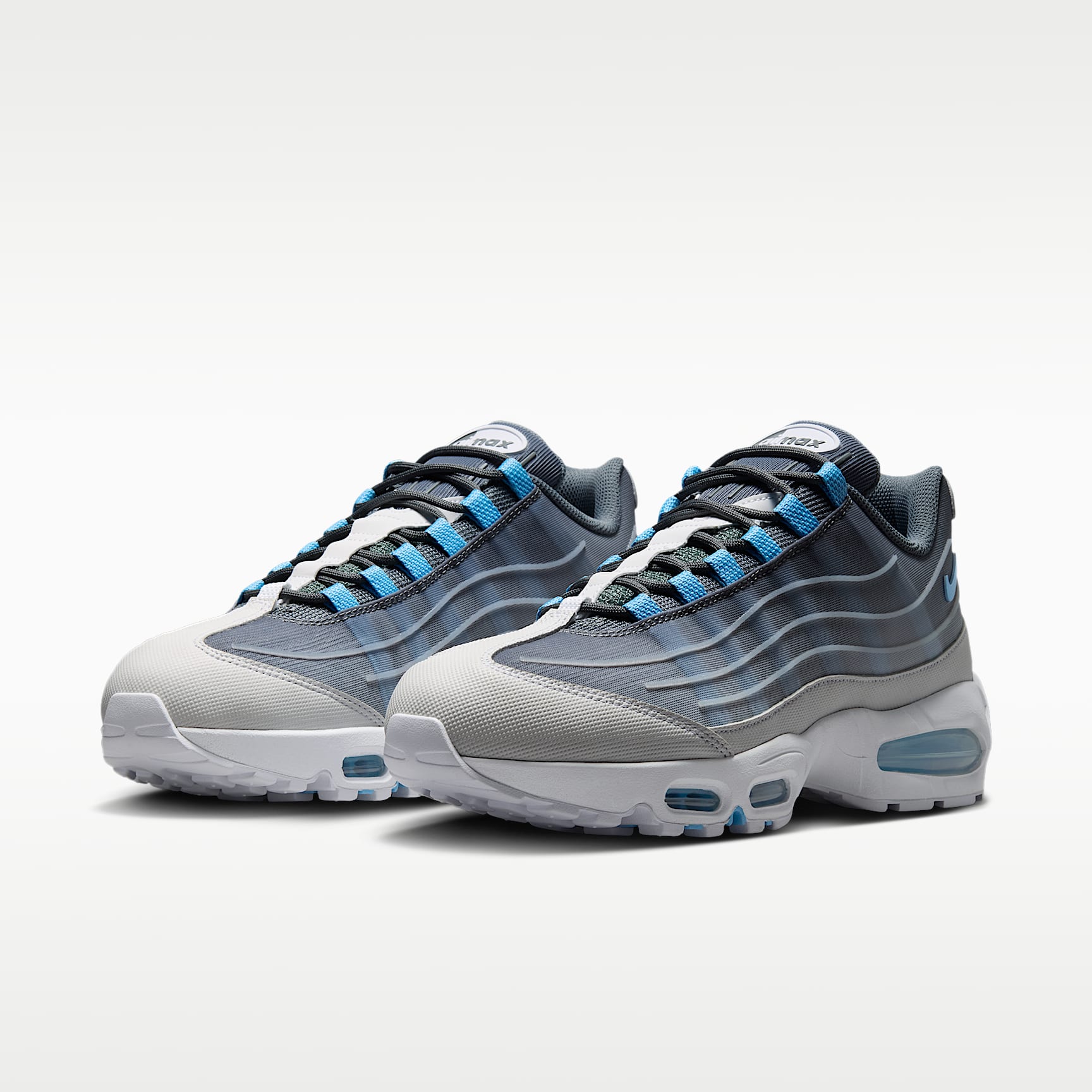Nike Air Max 95 Big Bubble Tech Schuh (Herren) – Smoke Grey/Weiß/Schwarz/Football Blue