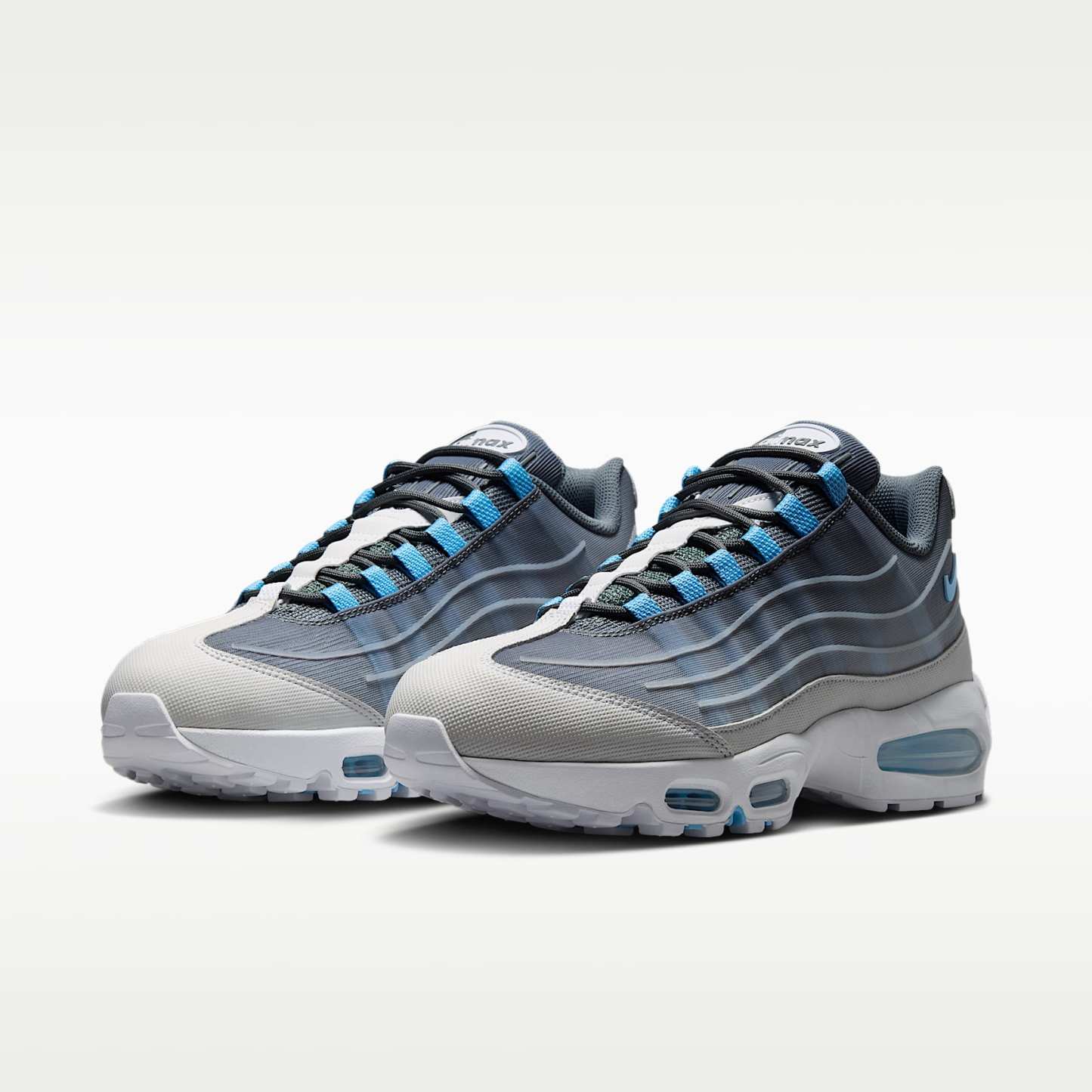 Nike Air Max 95 Big Bubble Tech Schuh (Herren) – Smoke Grey/Weiß/Schwarz/Football Blue