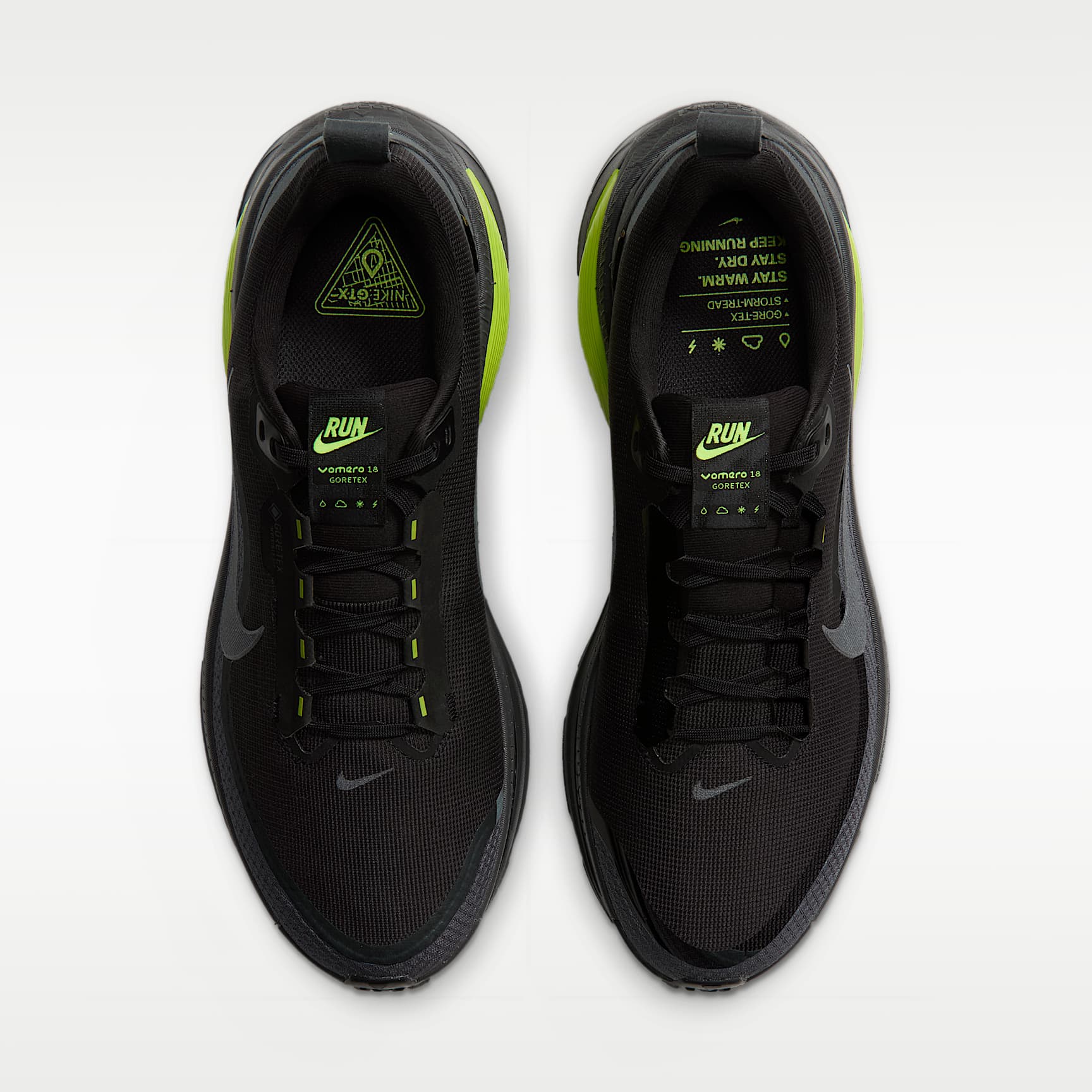 Nike Vomero 18 GORE-TEX wasserdichter Straßenlaufschuh mit reflektierenden Akzenten (Herren) – Anthracite/Lemon Venom/Schwarz