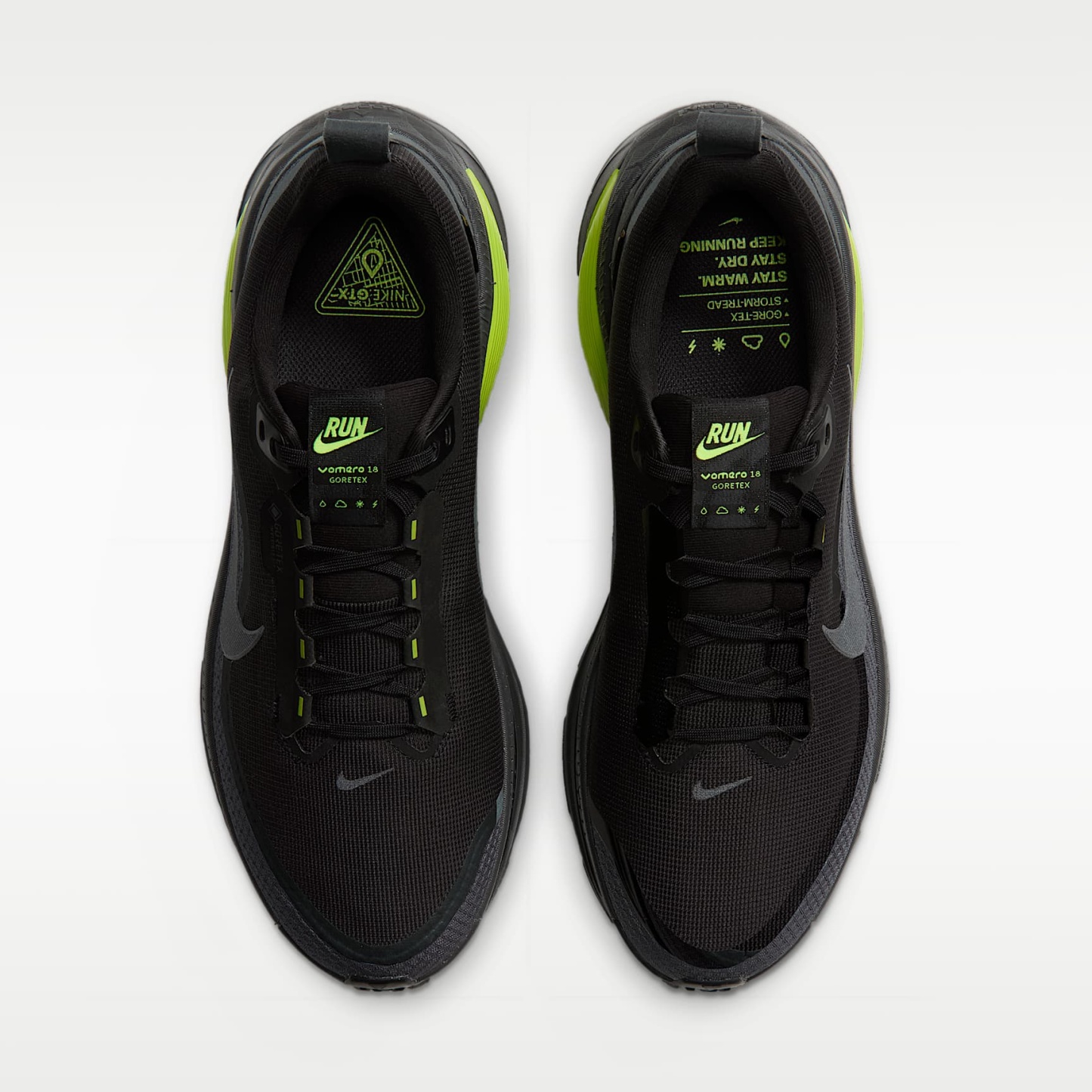Nike Vomero 18 GORE-TEX wasserdichter Straßenlaufschuh mit reflektierenden Akzenten (Herren) – Anthracite/Lemon Venom/Schwarz