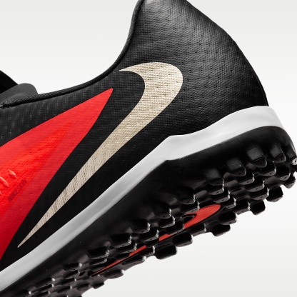 Nike Phantom 6 Low Academy Fußballschuh für Turf – Bright Crimson/Schwarz/Blur