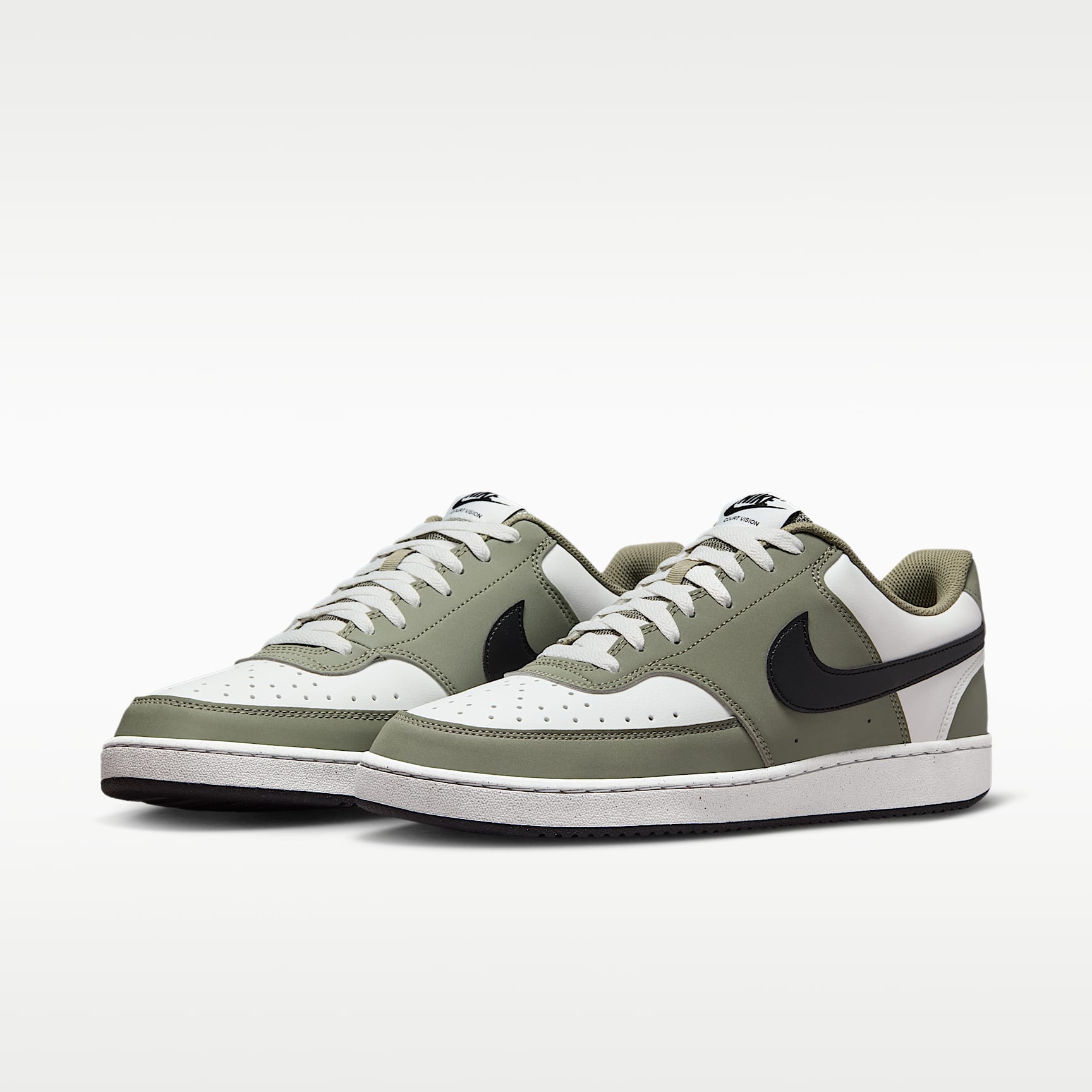 Nike Court Vision Low Herrenschuh – Summit White/Silver Sage/Schwarz