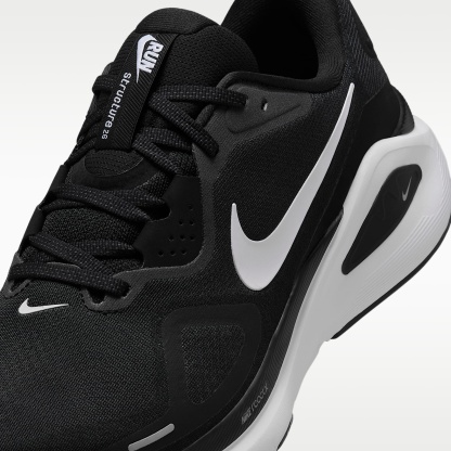 Nike Structure 26 Straßenlaufschuh (weit, Herren) – Schwarz/Wolf Grey/Metallic Silver/Weiß