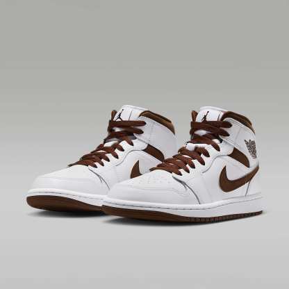 Air Jordan 1 Mid Schuh (Damen) – Weiß/Cacao Wow/Cacao Wow