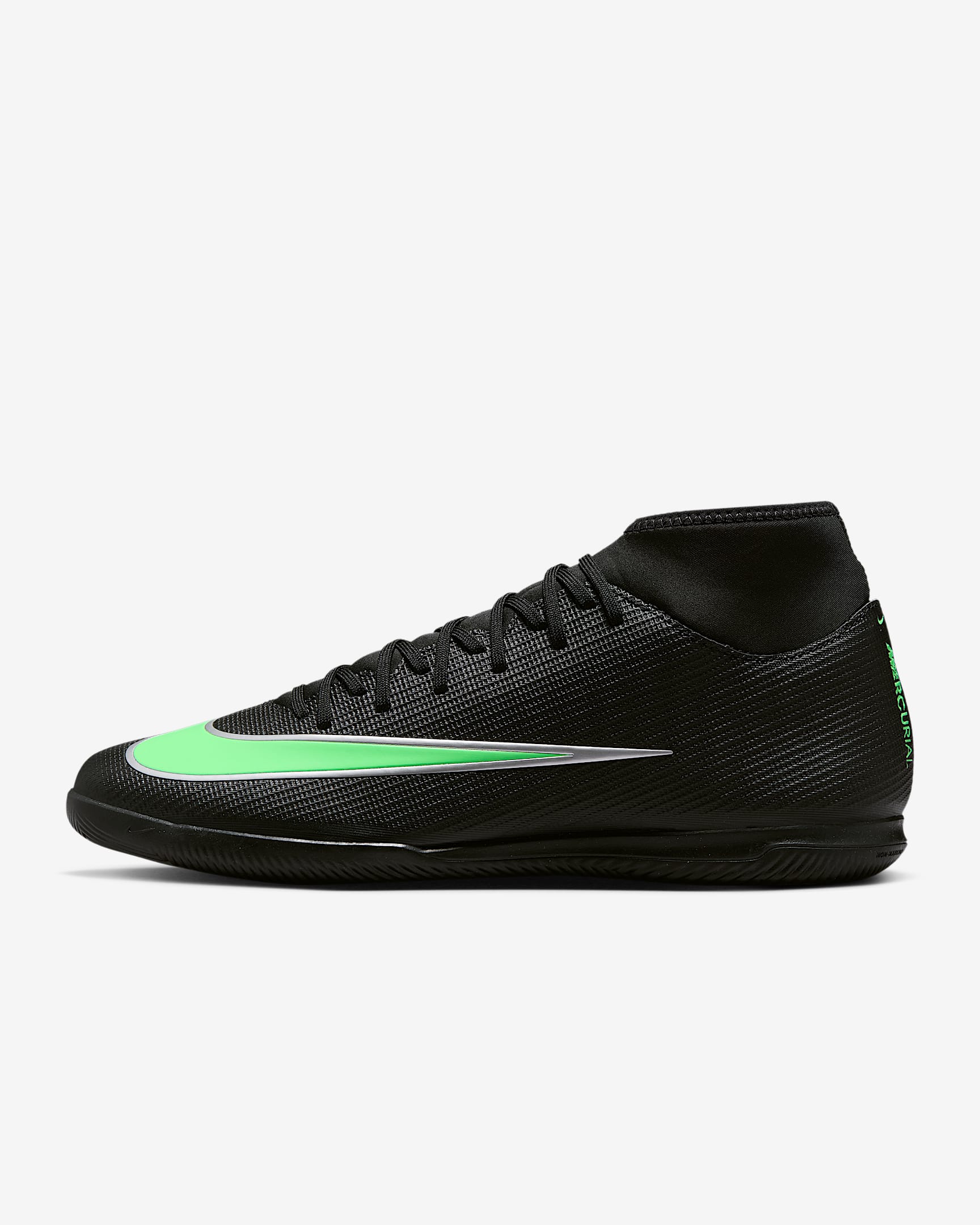 Nike Mercurial Superfly 11 Club High-Top-Fußballschuh für Hallen- und Hartplätze – Schwarz/Schwarz/Illusion Green