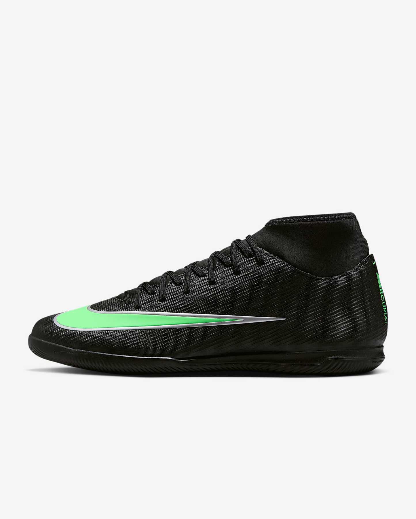 Nike Mercurial Superfly 11 Club High-Top-Fußballschuh für Hallen- und Hartplätze – Schwarz/Schwarz/Illusion Green
