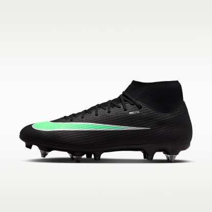 Nike Mercurial Superfly 11 Academy High-Top-Fußballschuh für weichen Rasen – Schwarz/Schwarz/Illusion Green