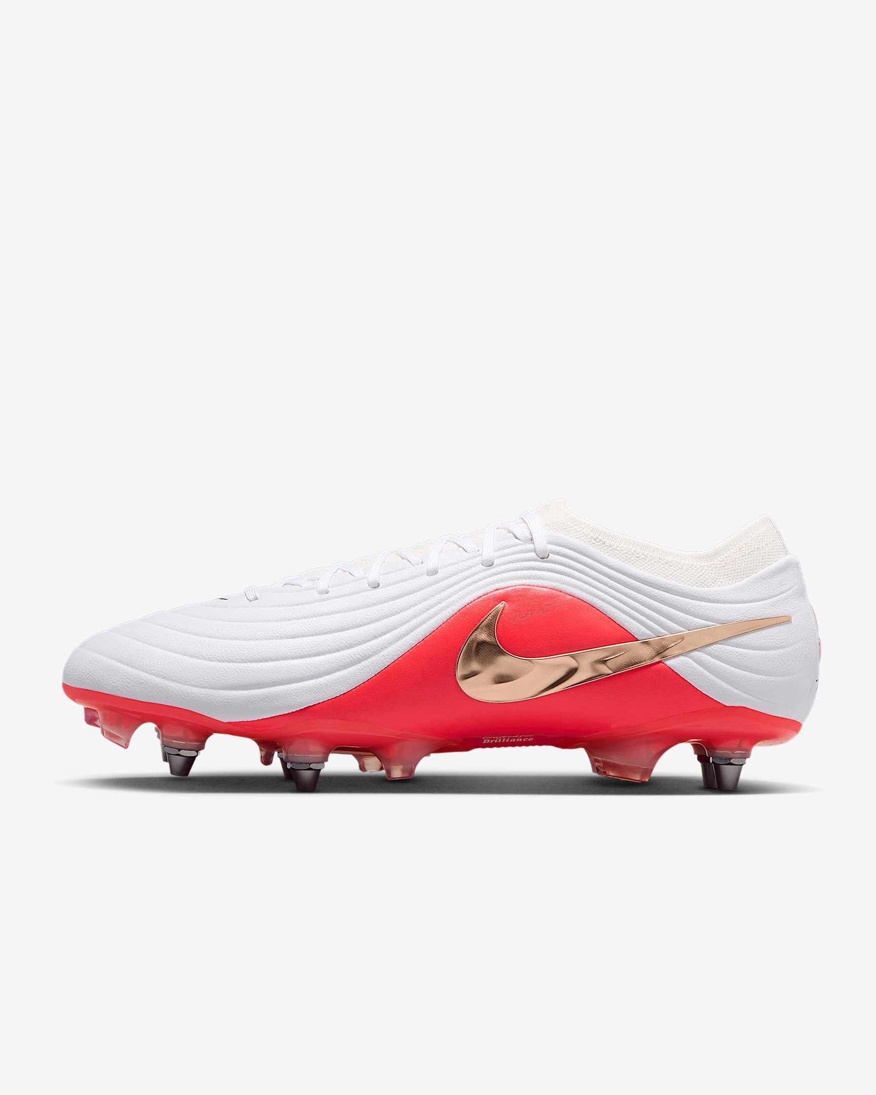 Nike Tiempo Maestro Elite Low Top Fußballschuh für weichen Rasen – Weiß/Bright Crimson/Blur