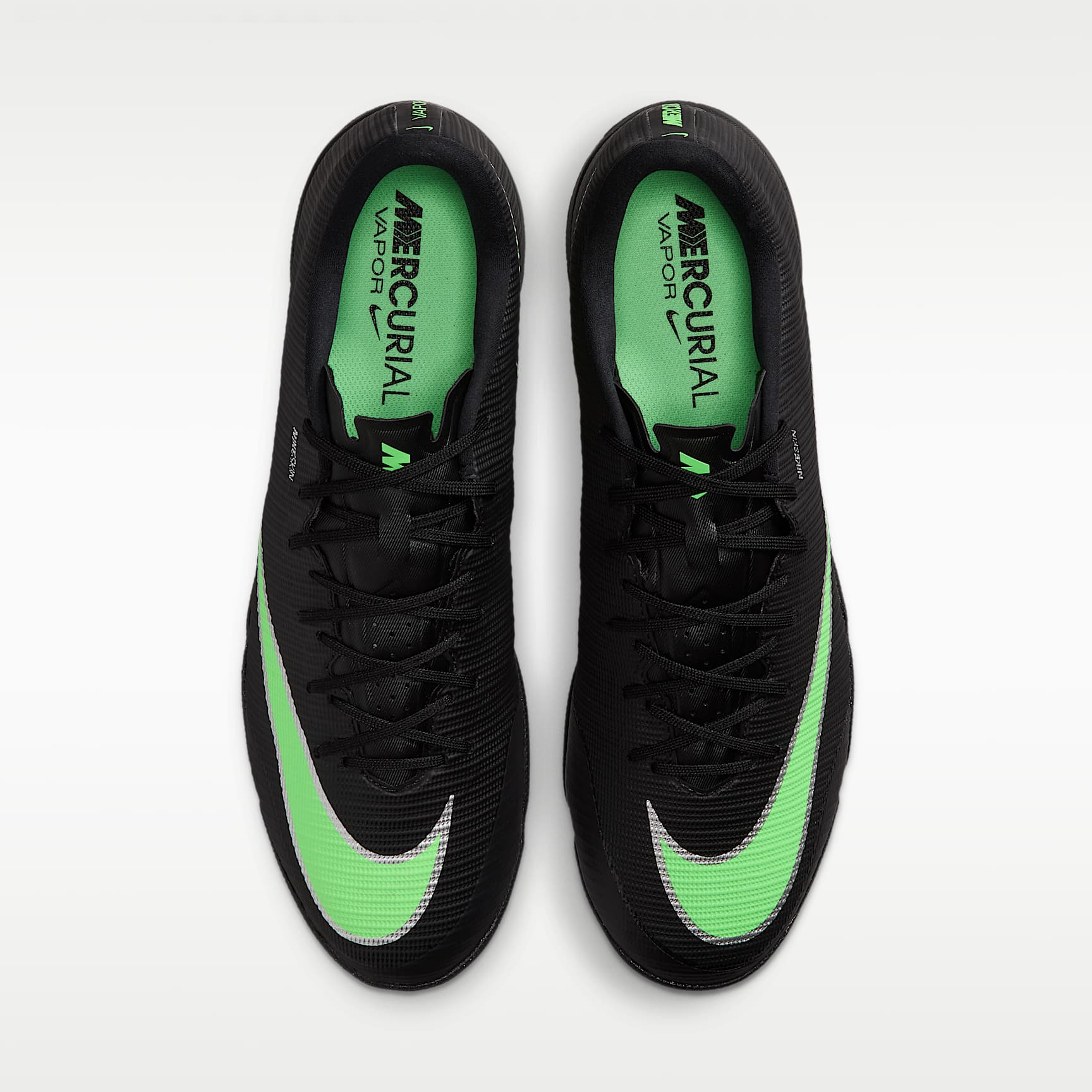 Nike Mercurial Vapor 17 Academy Low-Top-Fußballschuh für Turf – Schwarz/Schwarz/Illusion Green