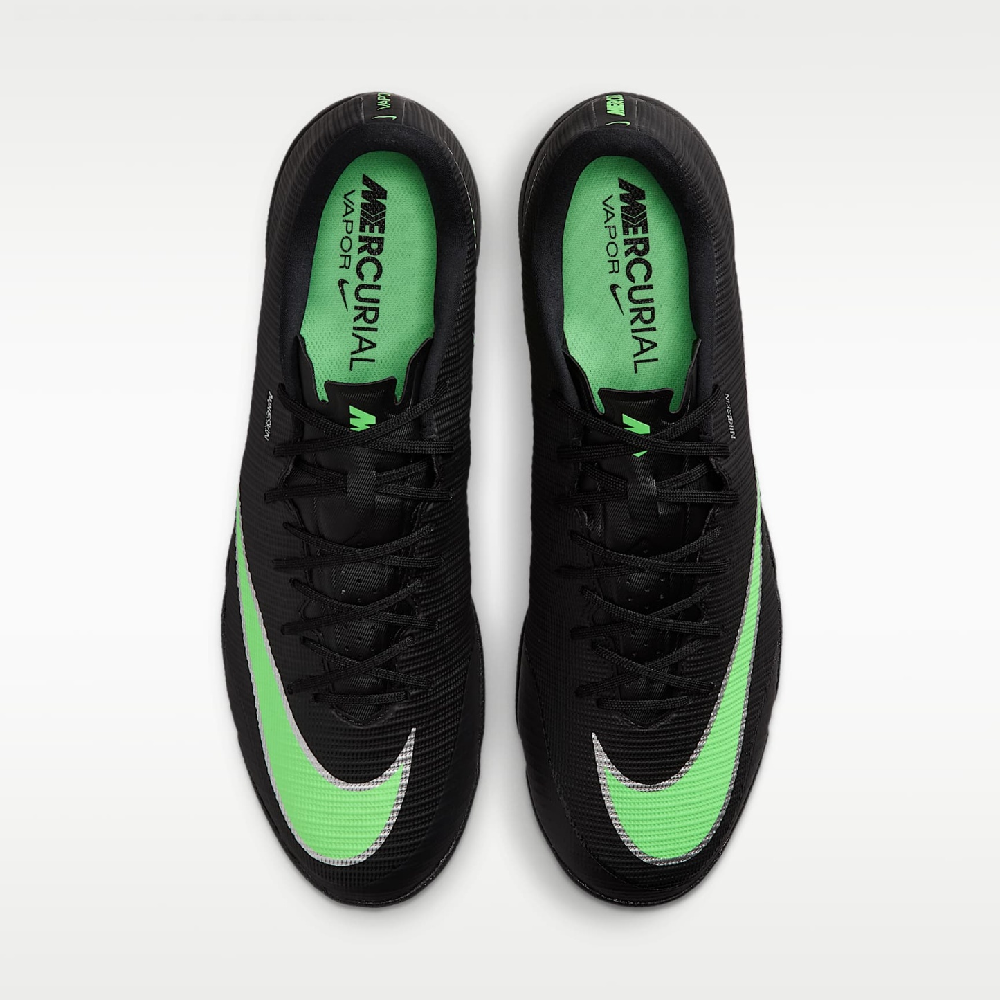 Nike Mercurial Vapor 17 Academy Low-Top-Fußballschuh für Turf – Schwarz/Schwarz/Illusion Green