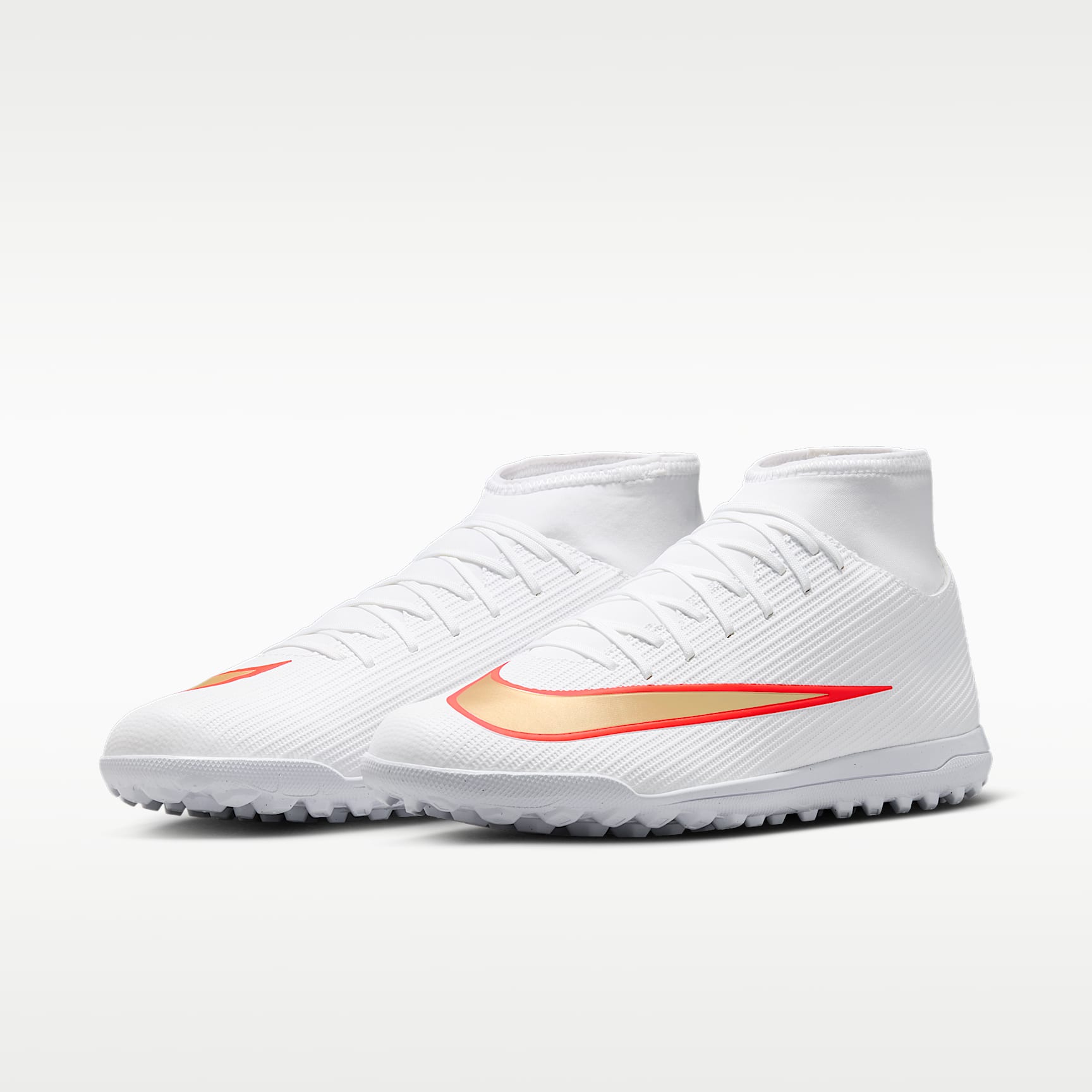Nike Mercurial Superfly 11 Club High-Top-Fußballschuh für Turf – Weiß/Bright Crimson/Blur