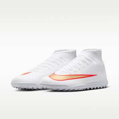 Nike Mercurial Superfly 11 Club High-Top-Fußballschuh für Turf – Weiß/Bright Crimson/Blur