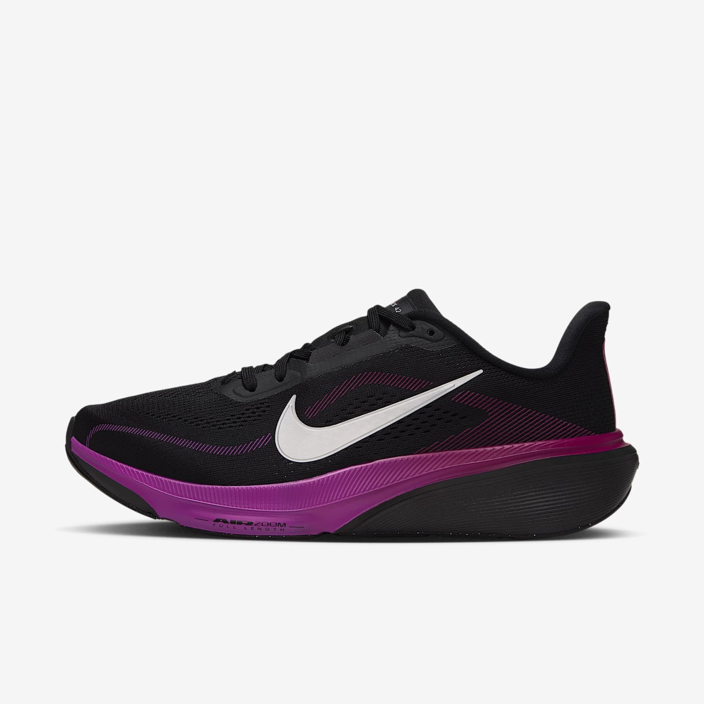Nike Pegasus 42 Straßenlaufschuh (Damen) – Schwarz/Vivid Purple/True Berry/Metallic Silver