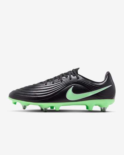 Nike Tiempo Maestro Academy Low Top Fußballschuh für weichen Rasen – Schwarz/Schwarz/Illusion Green
