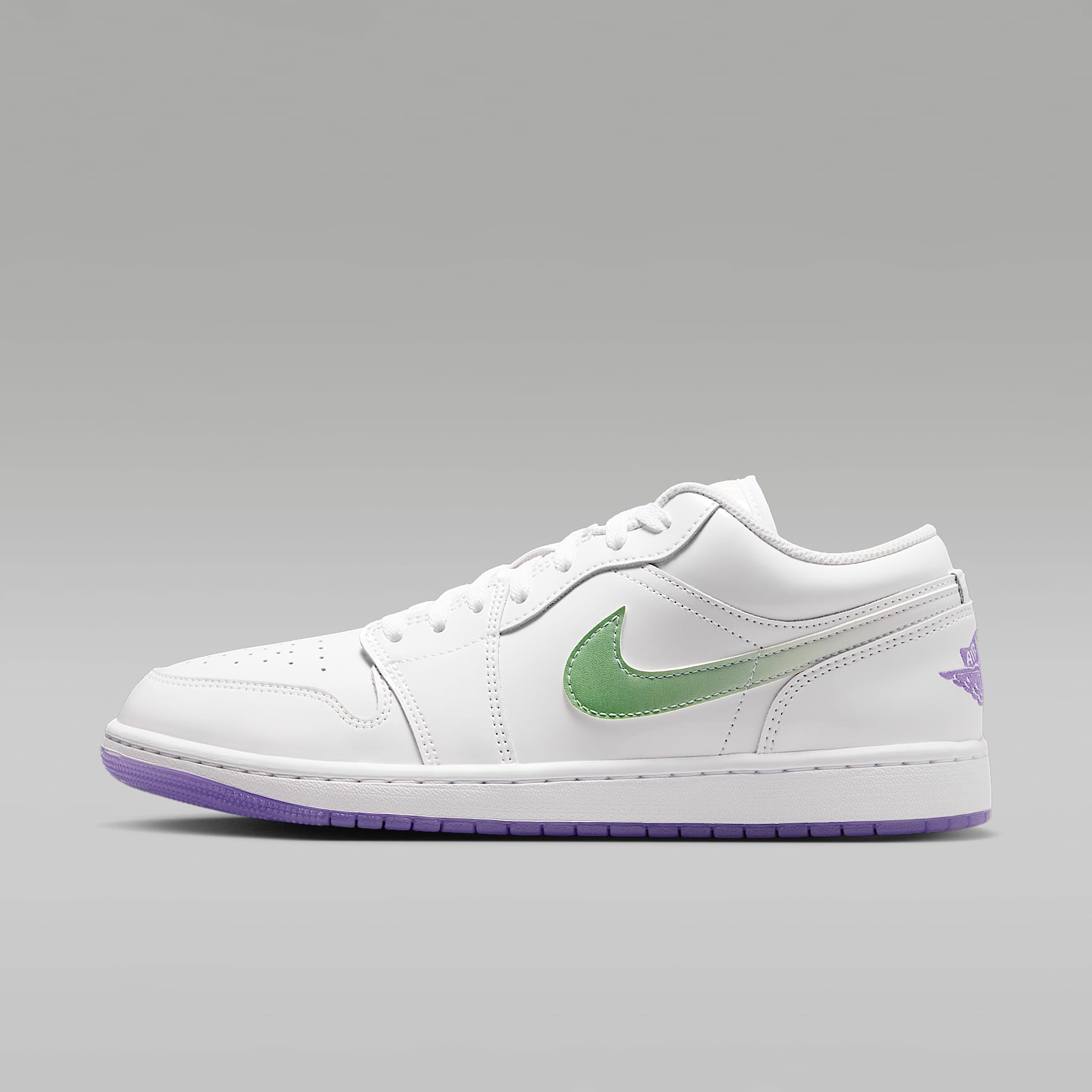 Air Jordan 1 Low SE Quai 54 Herrenschuh – Weiß/Key Lime/Action Grape
