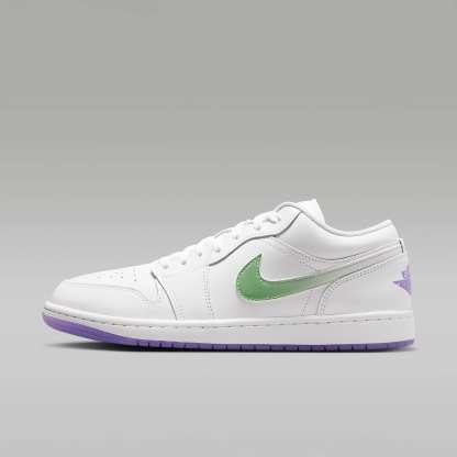Air Jordan 1 Low SE Quai 54 Herrenschuh – Weiß/Key Lime/Action Grape