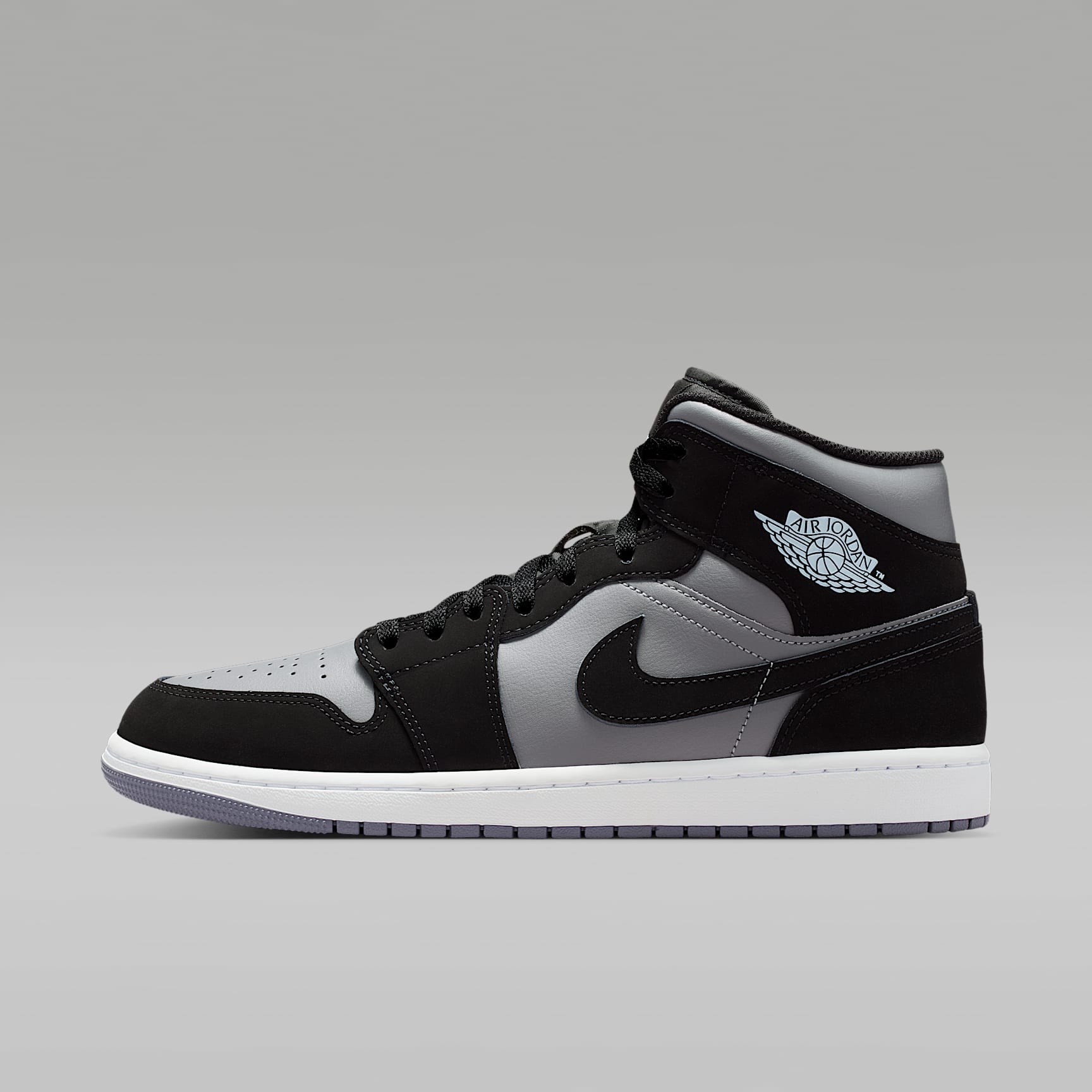 Air Jordan 1 Mid Schuh (Herren) – Schwarz/Cool Grey/Light Armory Blue/Schwarz