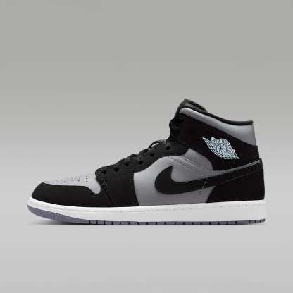 Air Jordan 1 Mid Schuh (Herren) – Schwarz/Cool Grey/Light Armory Blue/Schwarz