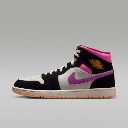 Air Jordan 1 Mid SE Schuh (Herren) – Schwarz/Sail/Pinksicle/University Gold