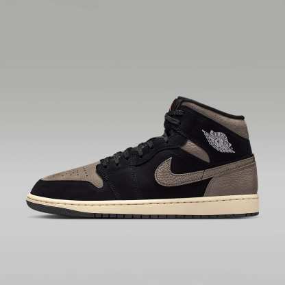 Air Jordan 1 Mid SE Schuh (Herren) – Schwarz/Light Wild Mango/Olive Grey