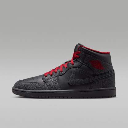 Air Jordan 1 Mid SE Schuh (Herren) – Schwarz/Schwarz/Tough Red