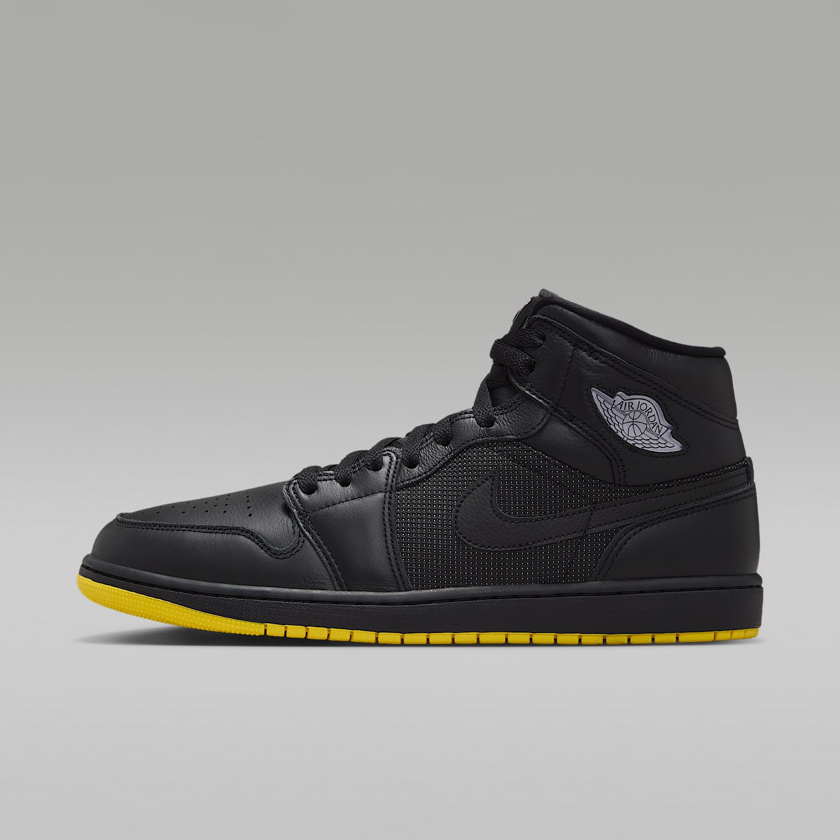 Air Jordan 1 Mid SE Schuh (Herren) – Schwarz/Opti Yellow/Silber