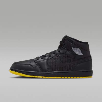 Air Jordan 1 Mid SE Schuh (Herren) – Schwarz/Opti Yellow/Silber