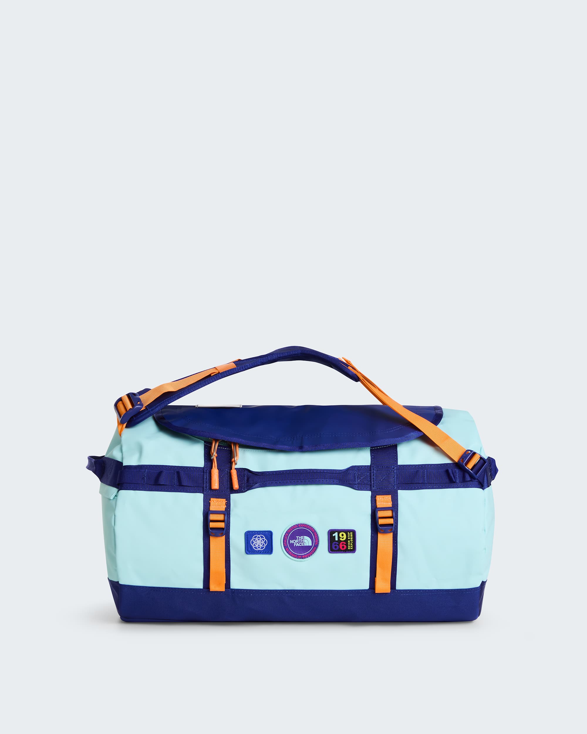 Base Camp Duffel-Tasche 50L – S – Canal Blue-Bold Blue-Papaya