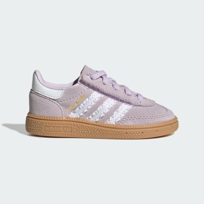 HANDBALL SPEZIAL SCHUH, KOMFORTVERSCHLUSS, ELASTISCHE SCHNÜRSENKEL – Ice Lavender / Cloud White / Gum – LA4014