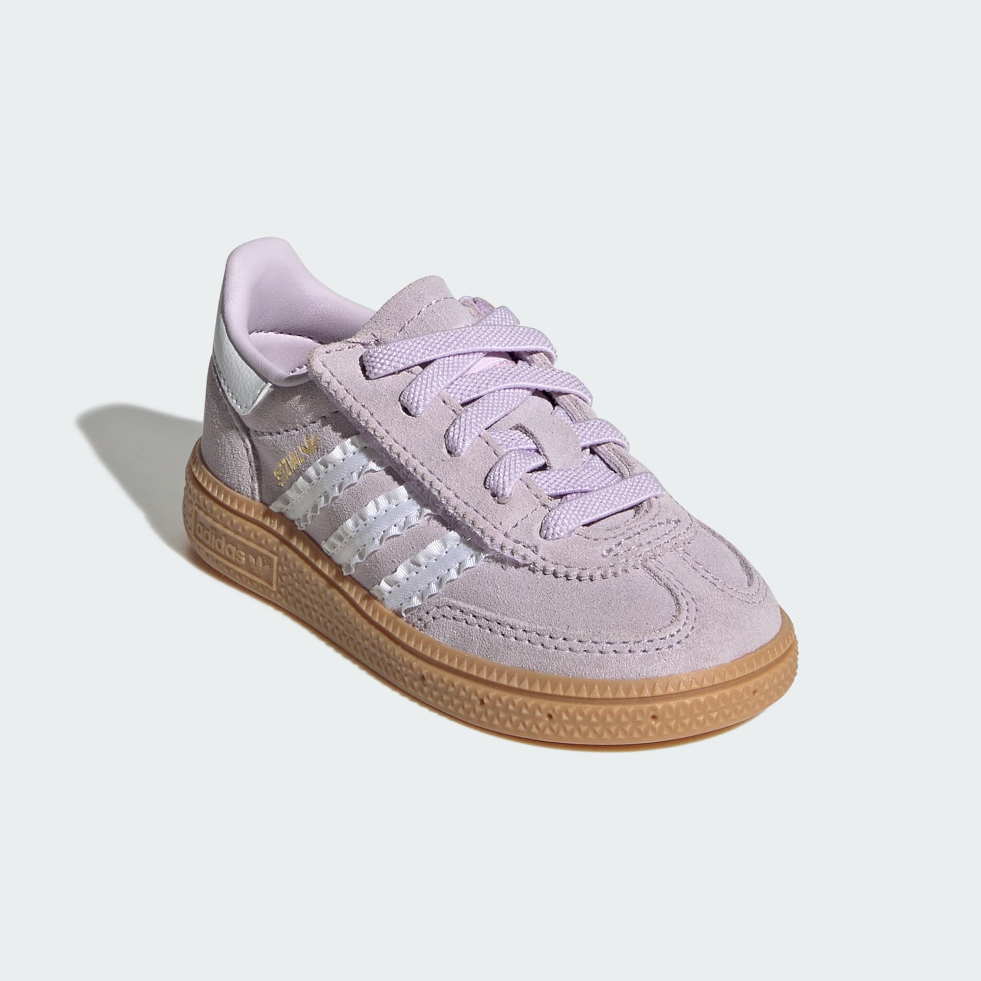 HANDBALL SPEZIAL SCHUH, KOMFORTVERSCHLUSS, ELASTISCHE SCHNÜRSENKEL – Ice Lavender / Cloud White / Gum – LA4014