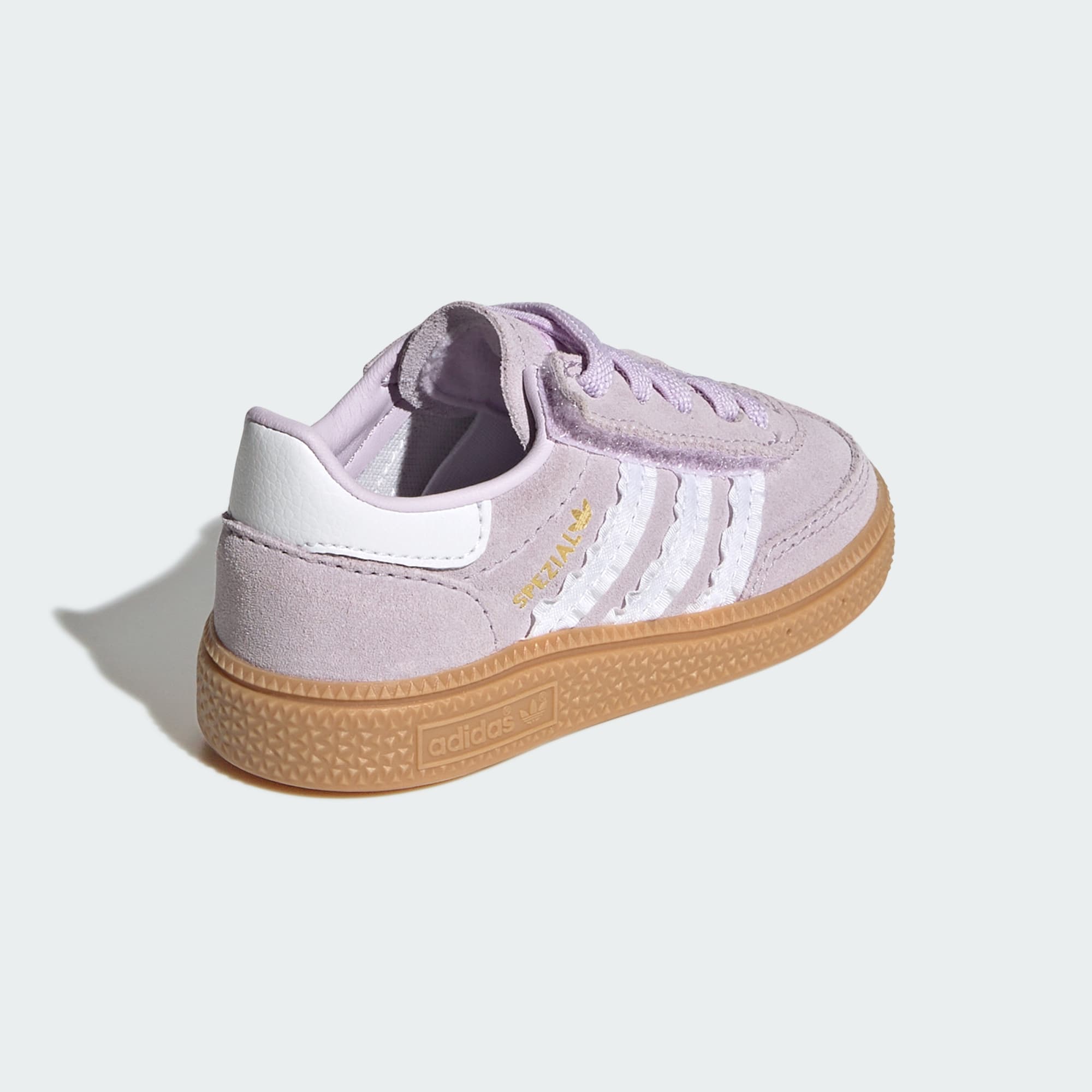 HANDBALL SPEZIAL SCHUH, KOMFORTVERSCHLUSS, ELASTISCHE SCHNÜRSENKEL – Ice Lavender / Cloud White / Gum – LA4014