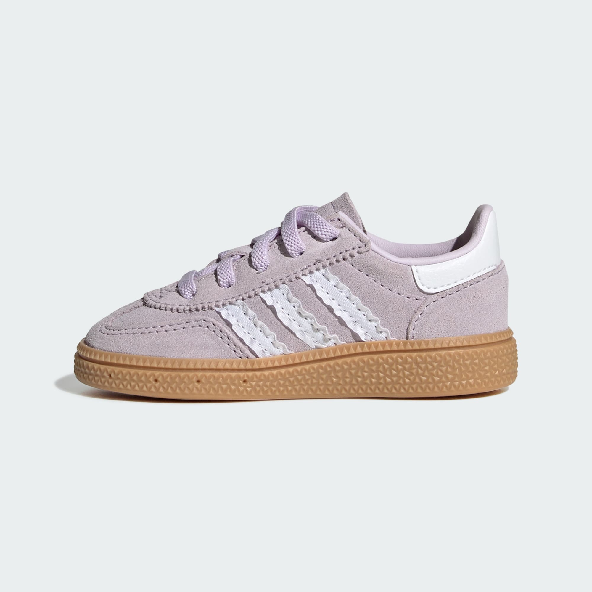 HANDBALL SPEZIAL SCHUH, KOMFORTVERSCHLUSS, ELASTISCHE SCHNÜRSENKEL – Ice Lavender / Cloud White / Gum – LA4014