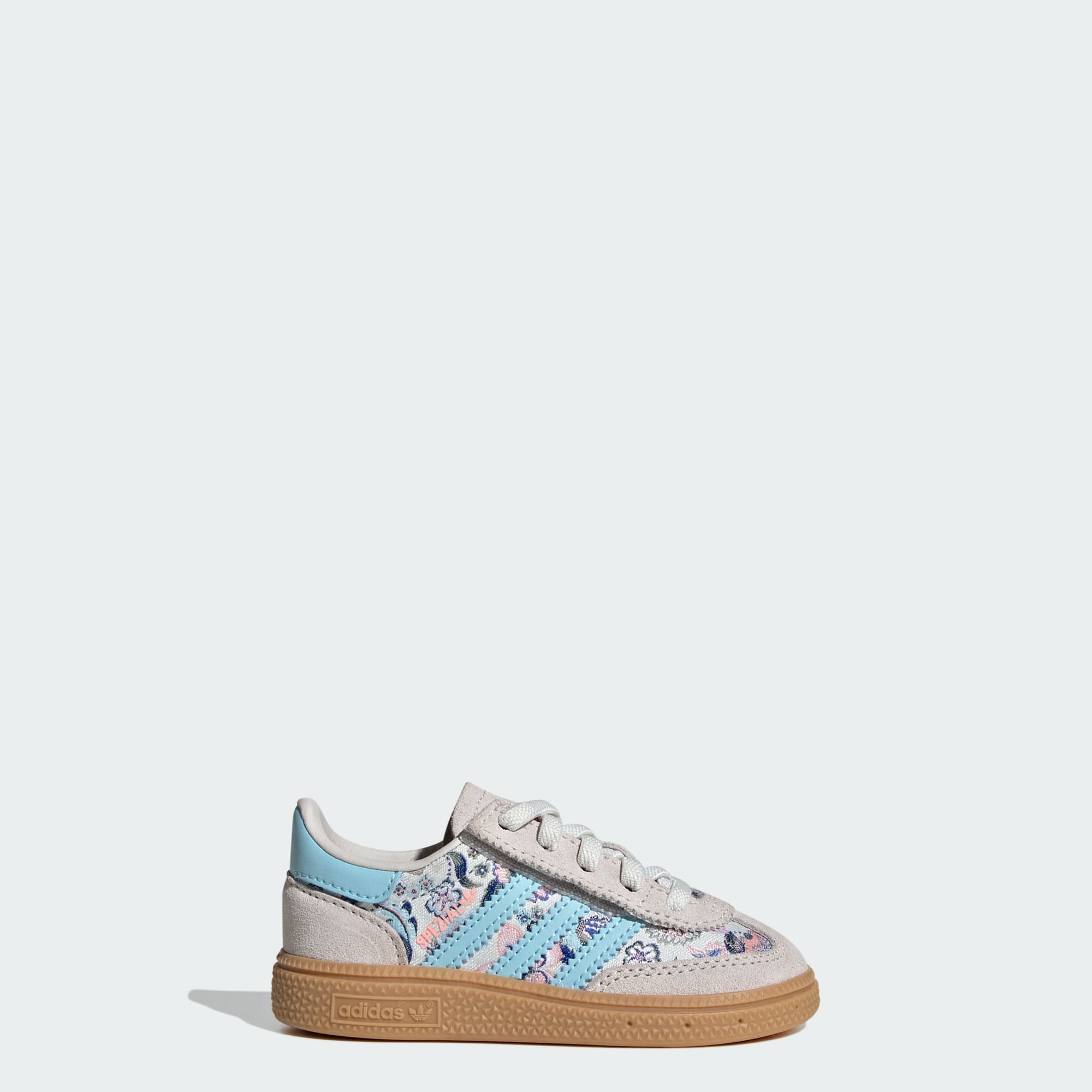 HANDBALL SPEZIAL SCHUH, KOMFORTVERSCHLUSS, ELASTISCHE SCHNÜRSENKEL – Off White / Icey Blue / Gum – KK0952