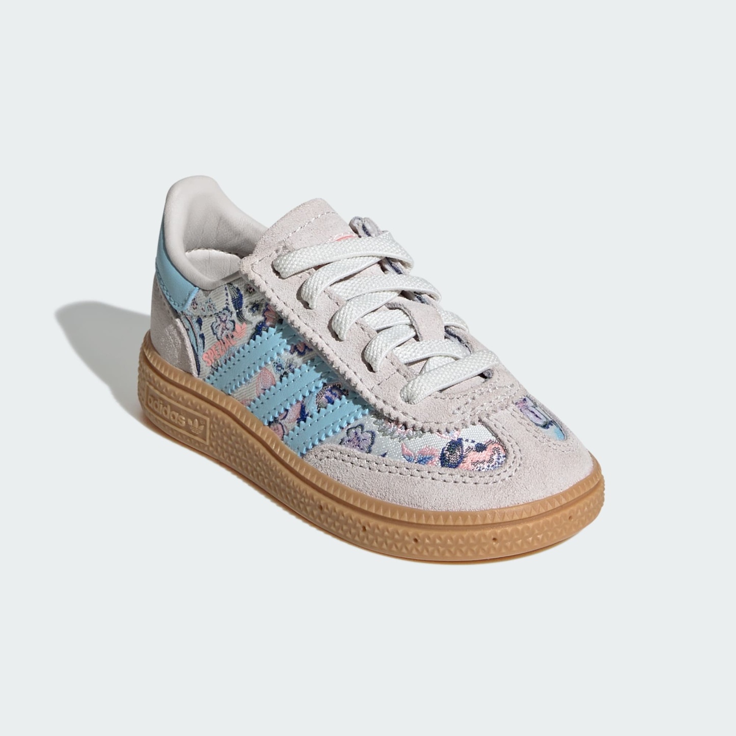 HANDBALL SPEZIAL SCHUH, KOMFORTVERSCHLUSS, ELASTISCHE SCHNÜRSENKEL – Off White / Icey Blue / Gum – KK0952